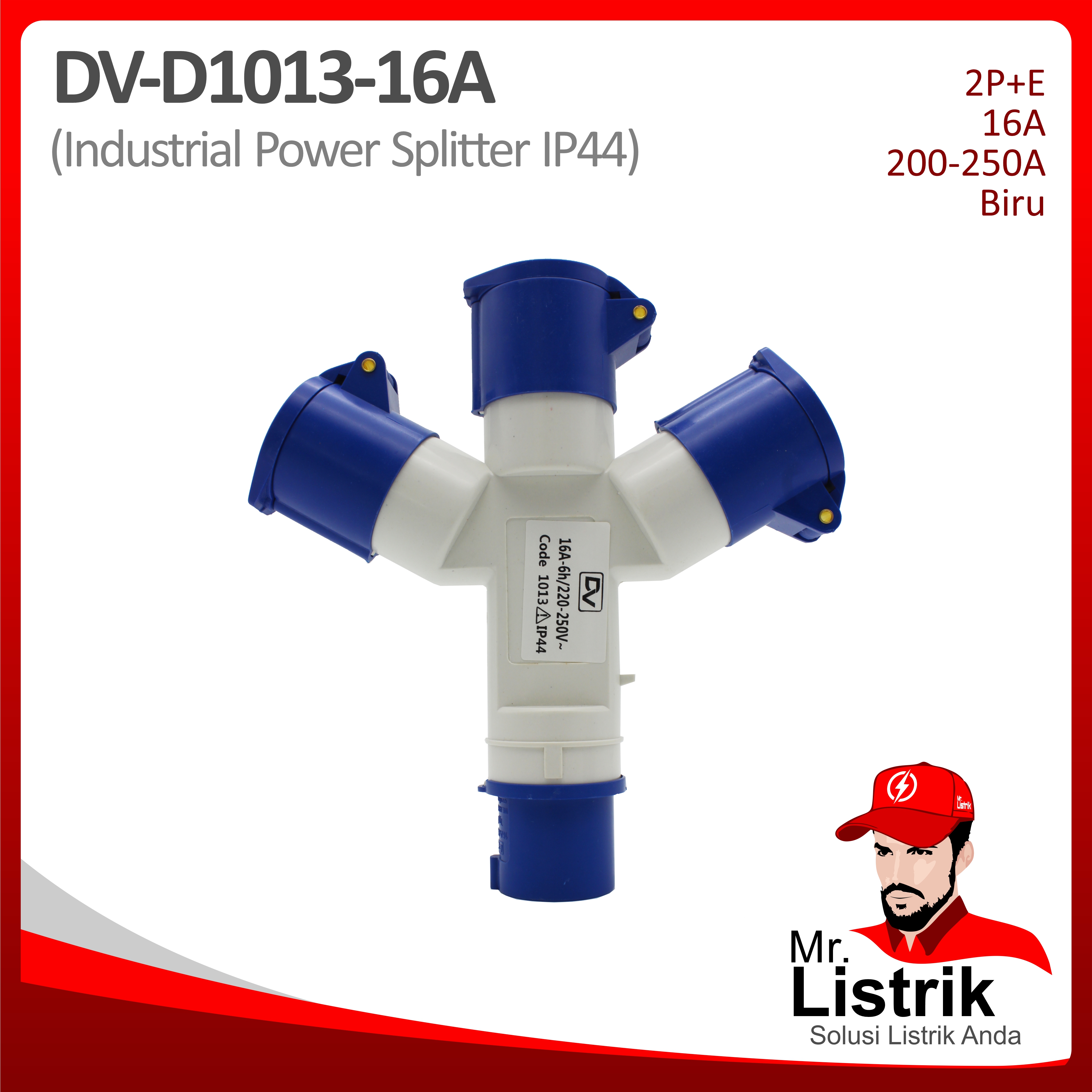 Industrial Plug+Socket 3 Pin 16A DV D1013-16A