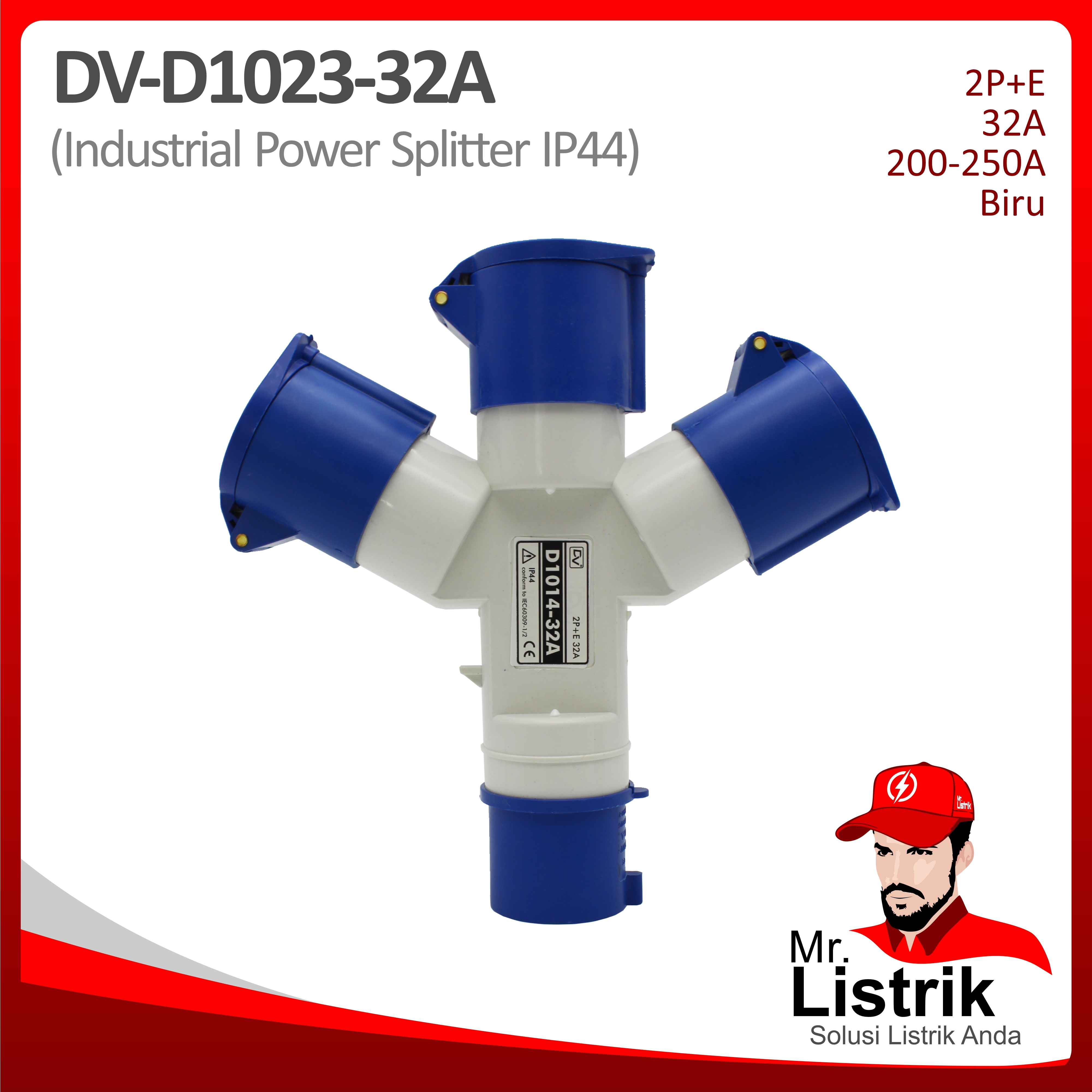 Industrial Plug+Socket 3 Pin 32A DV D1023-32A
