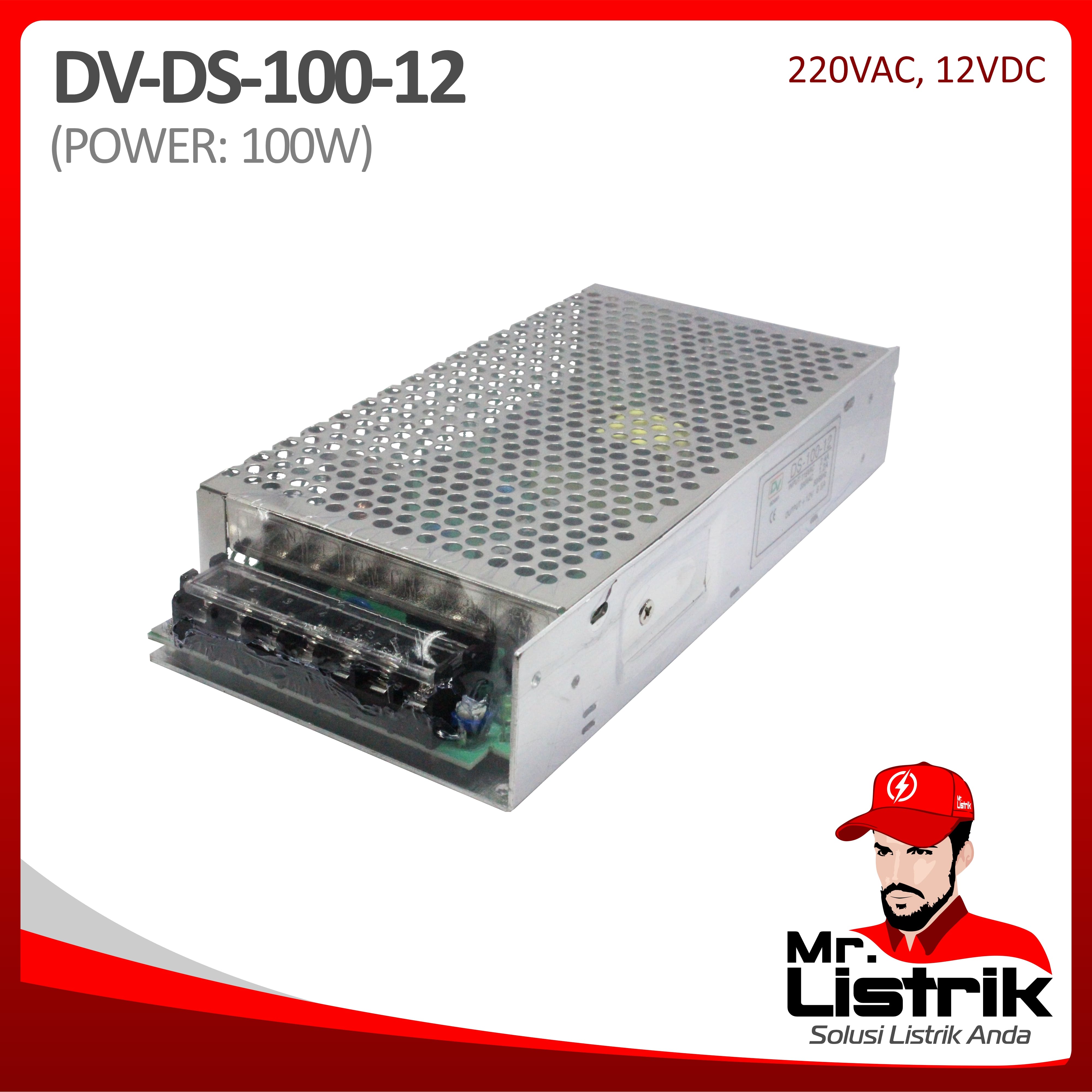 Power Supply AC to DC 100W 8,5A 12VDC DS-100-12