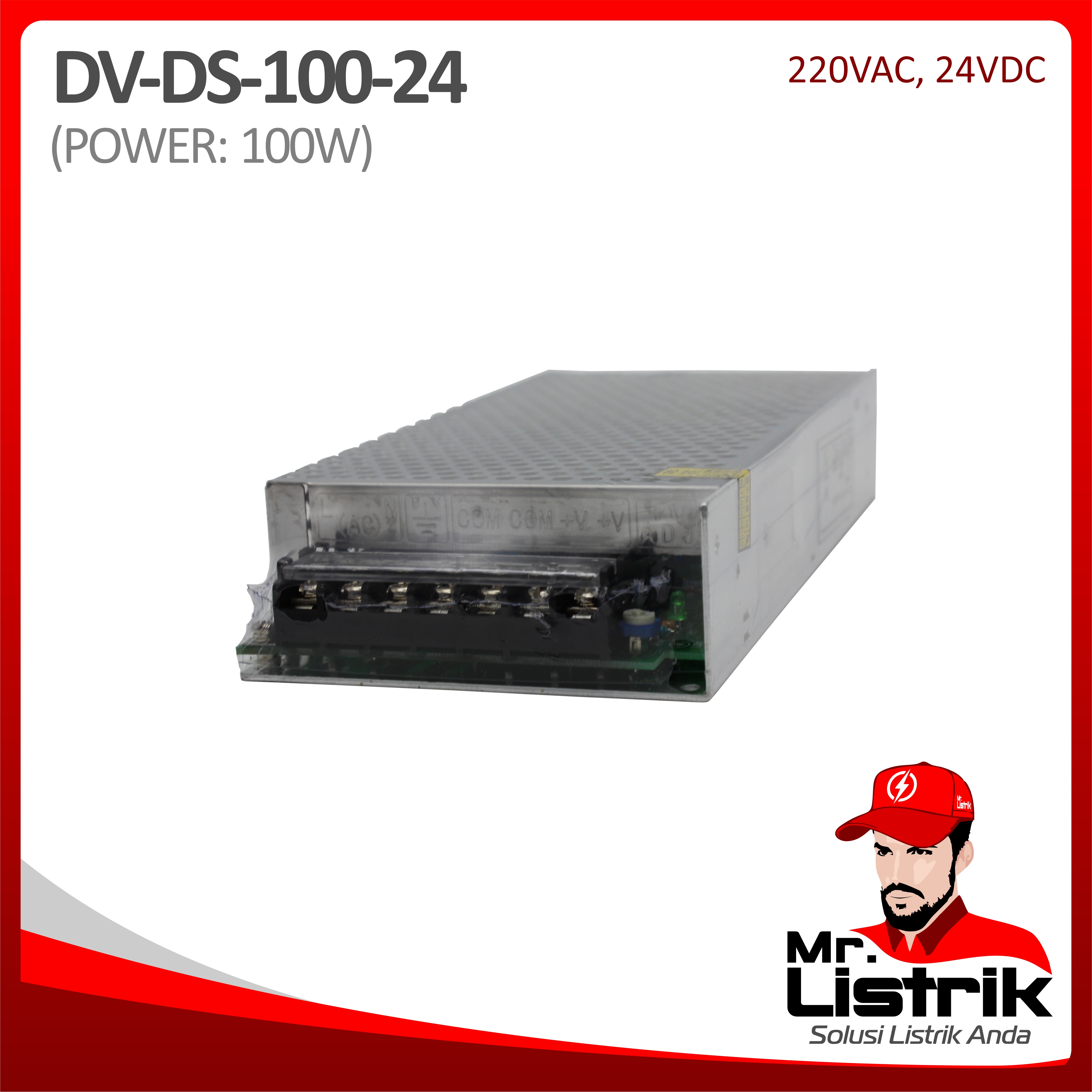 Power Supply AC to DC 100W 4,5A 24VDC DS-100-24