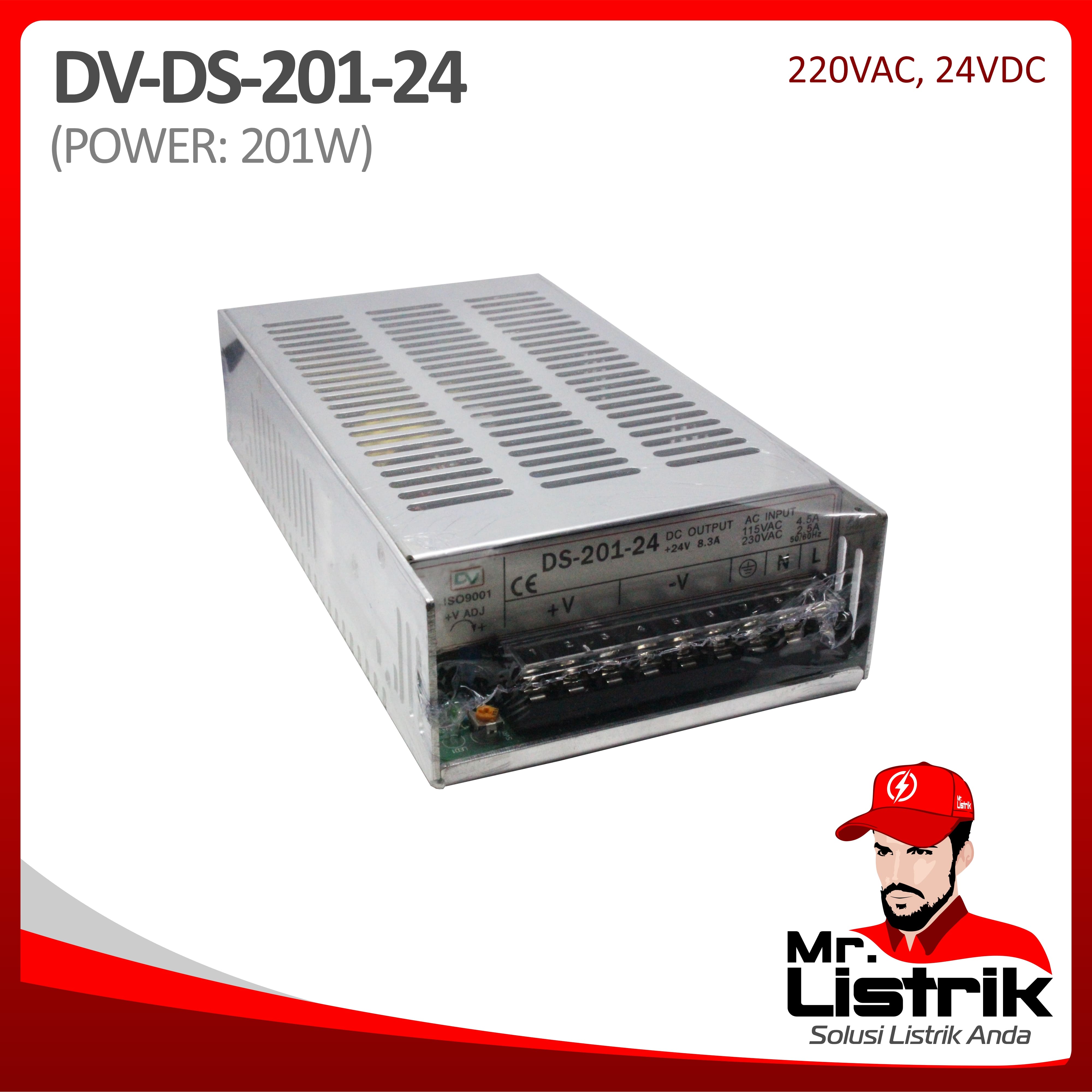 Power Supply AC to DC 201W 8,3A 24VDC DS-201-24