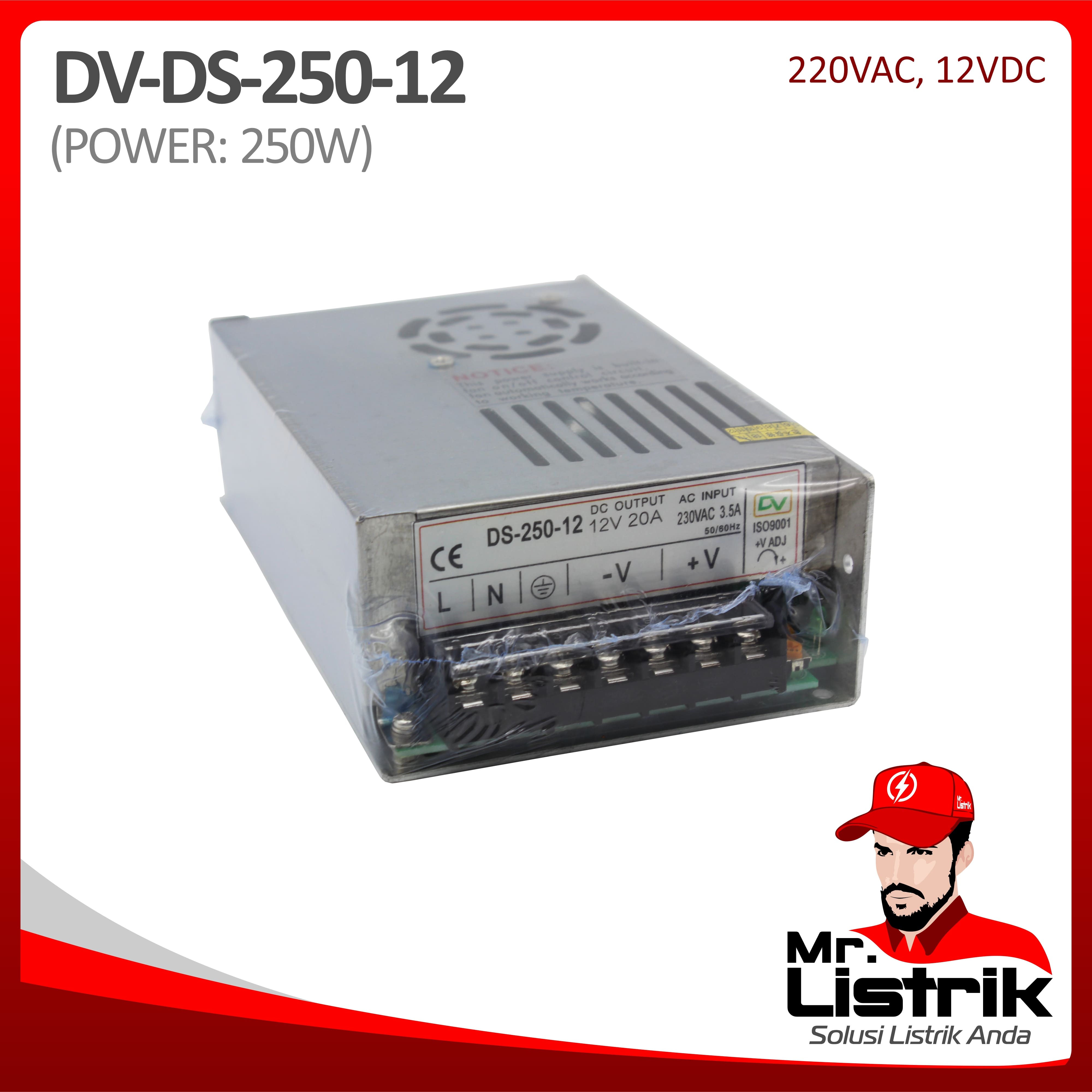 Power Supply AC to DC 250W 18A 12VDC DS-250-12