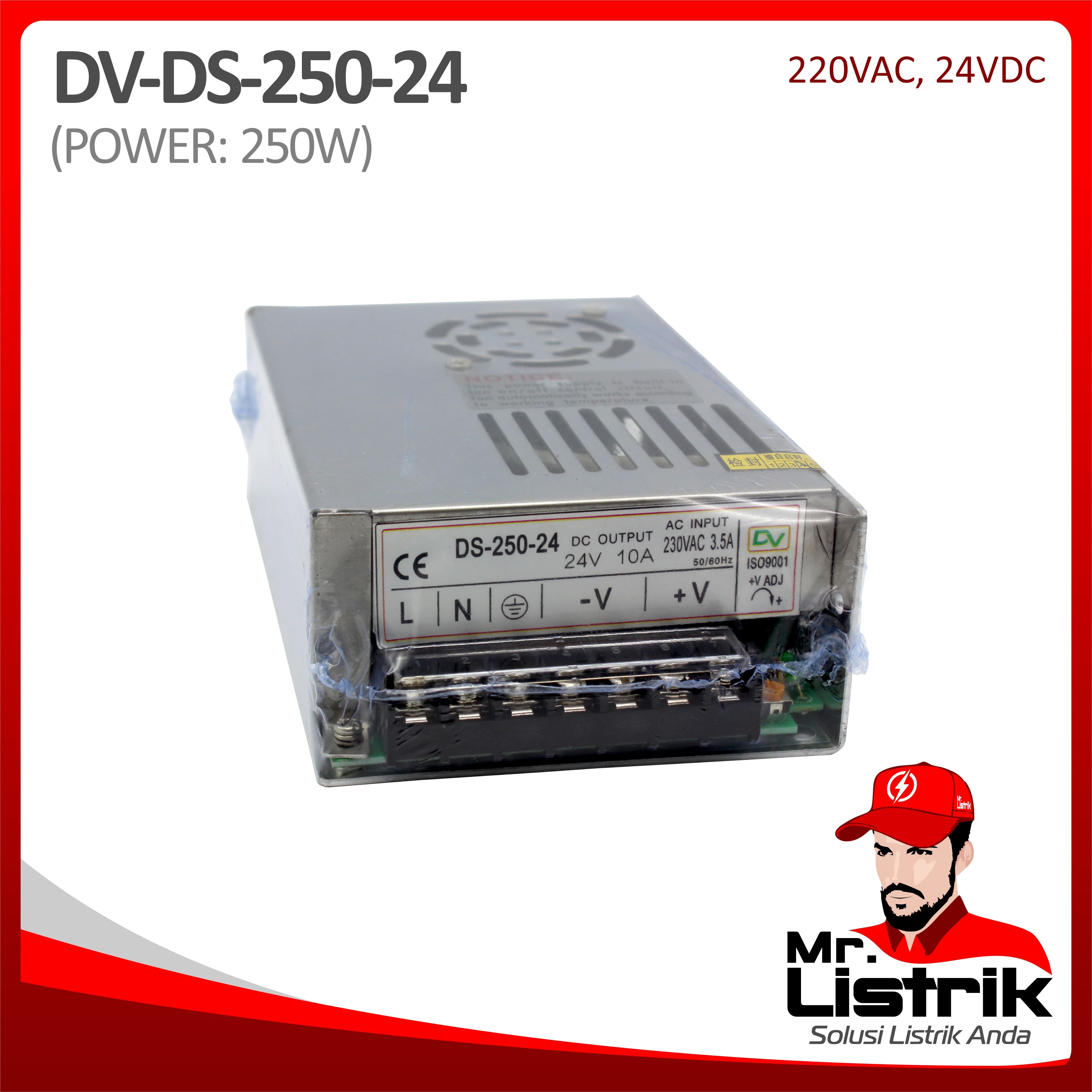 Power Supply AC to DC 250W 10A 24VDC DS-250-24