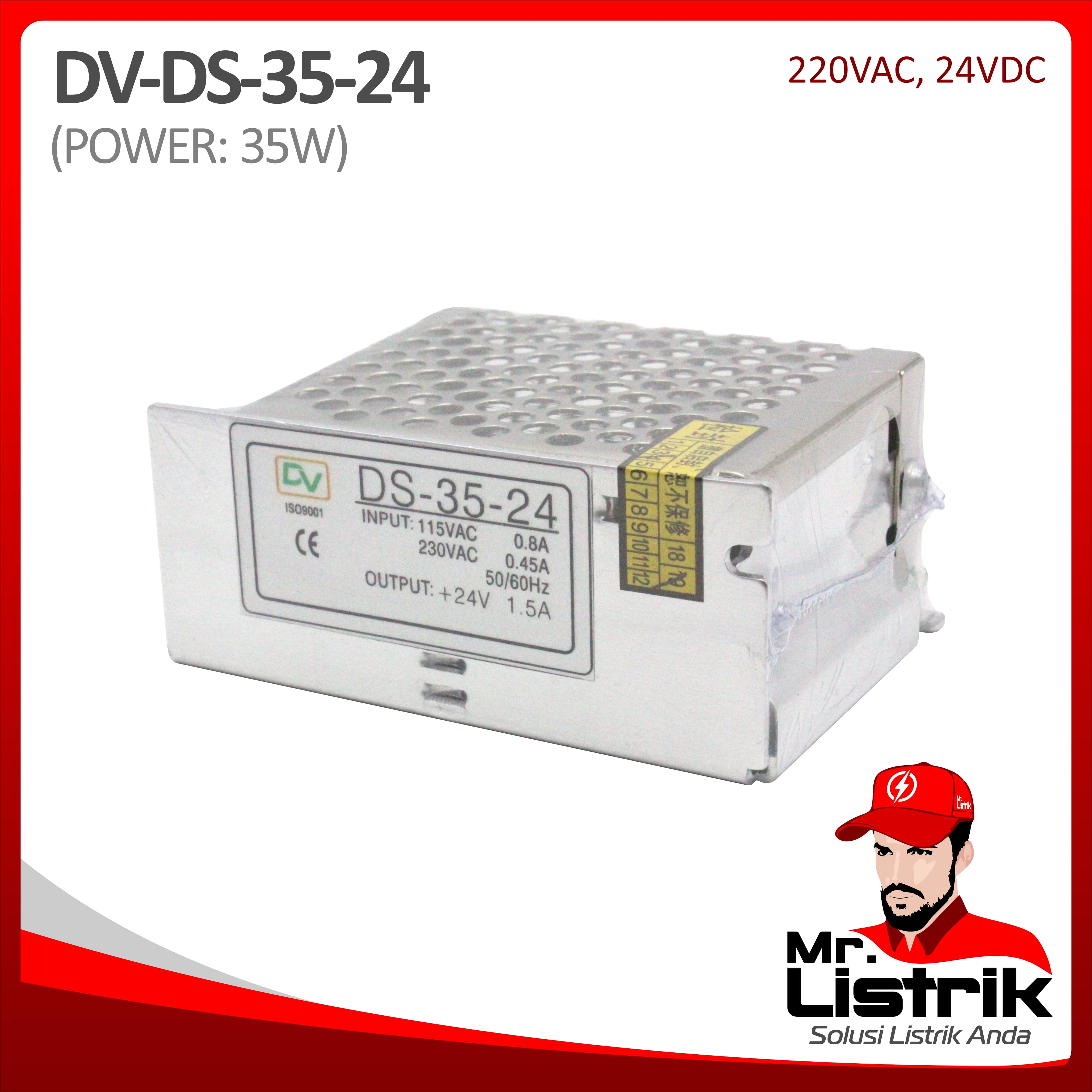 Power Supply AC to DC 35W 1,5A 24VDC DS-35-24