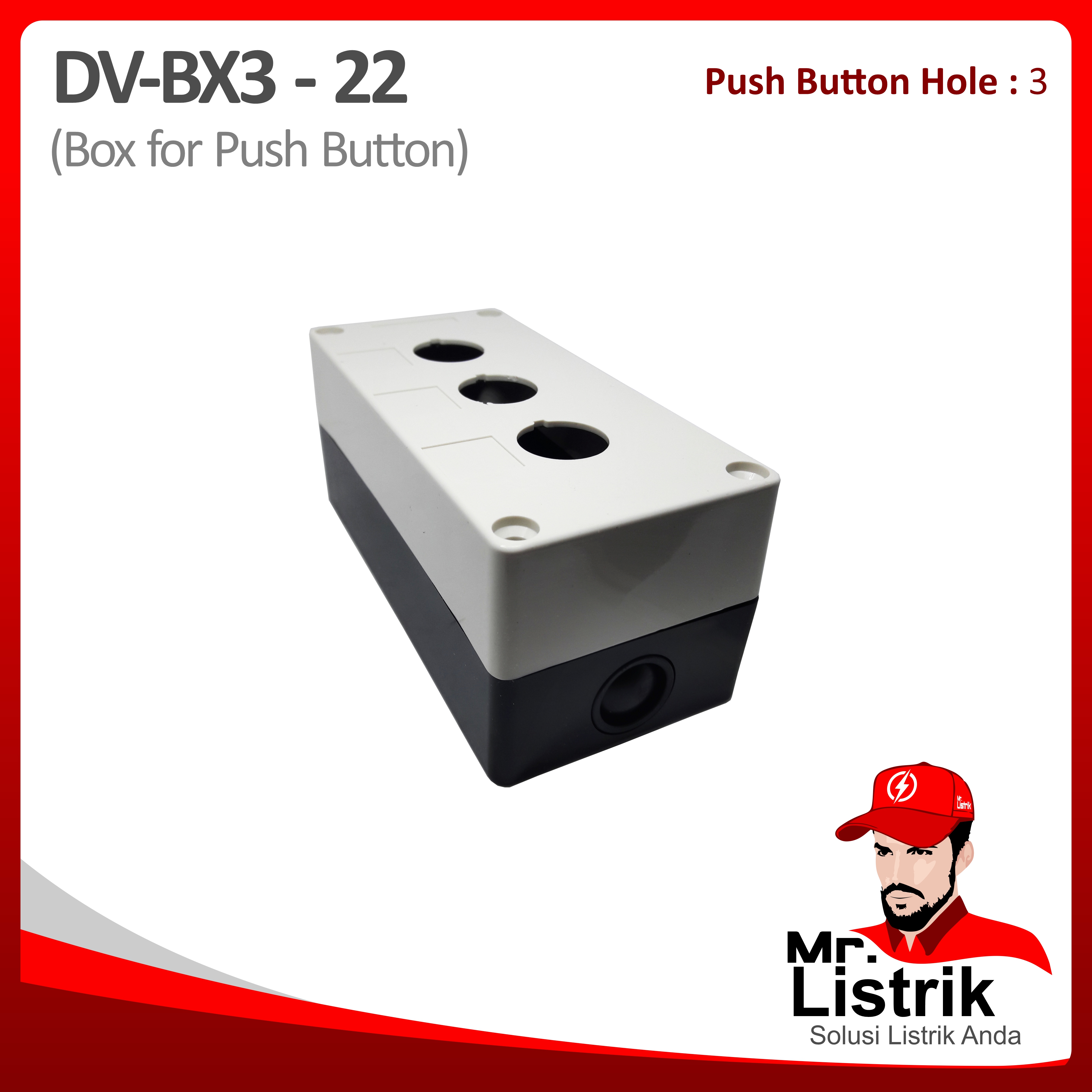 Box for Push Button 22mm 3 Hole DV BX3-22
