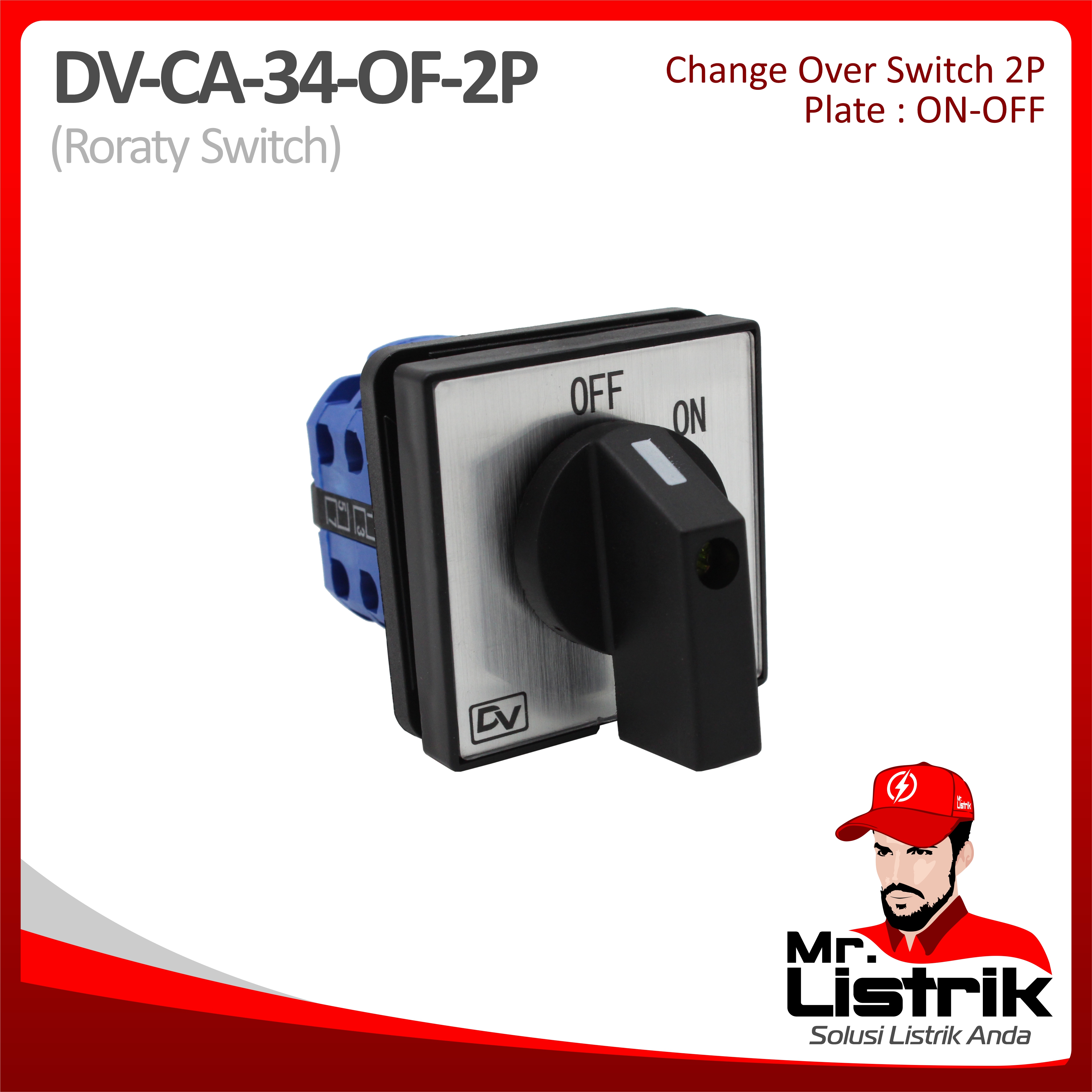 Rotary Switch On-Off 2P DV CA-34-OF-2P