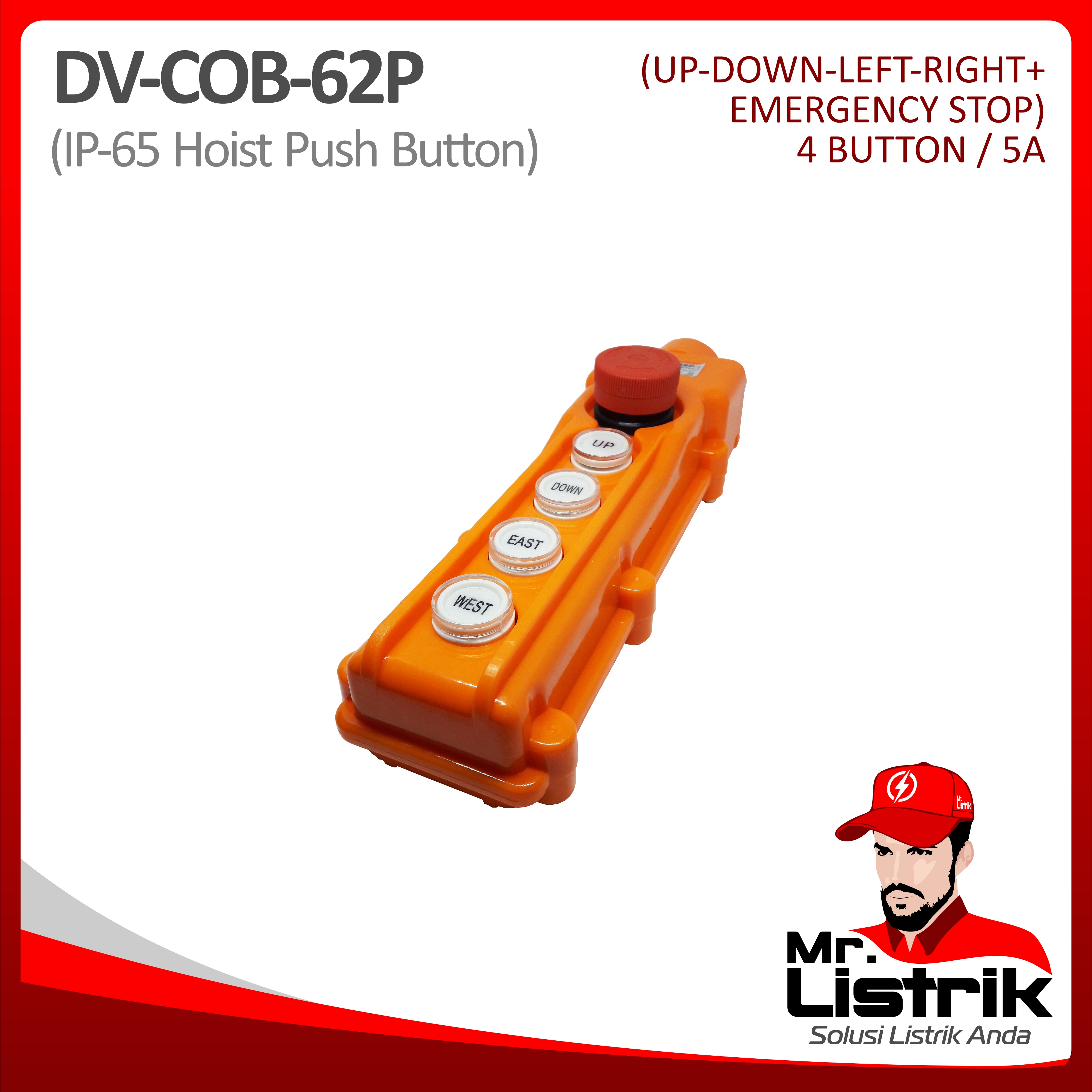 Hoist Push Button 4 Button+Emergency Stop DV COB-62P