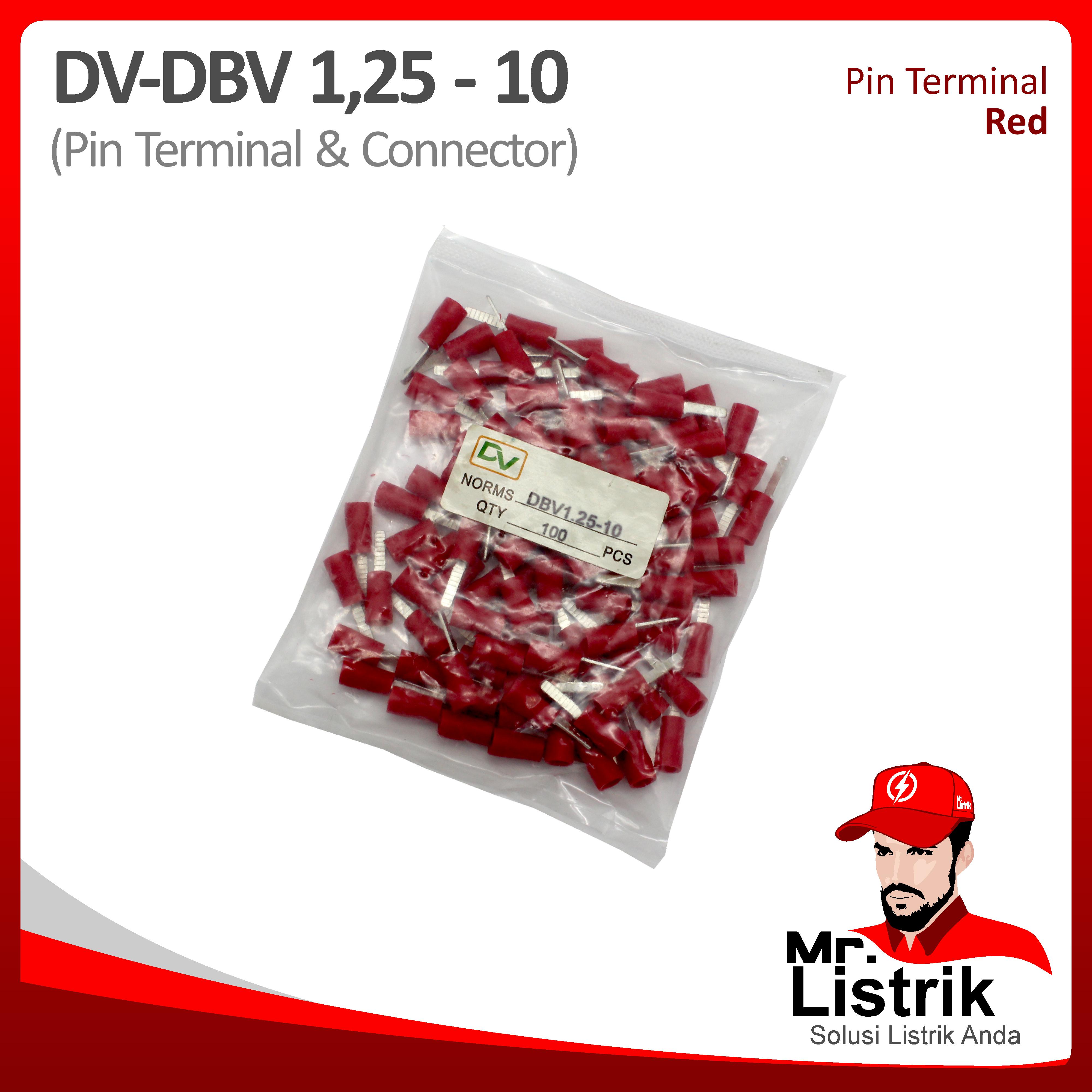 Pin Terminal 0.5-1.5mm Red DV DBV1.25-10