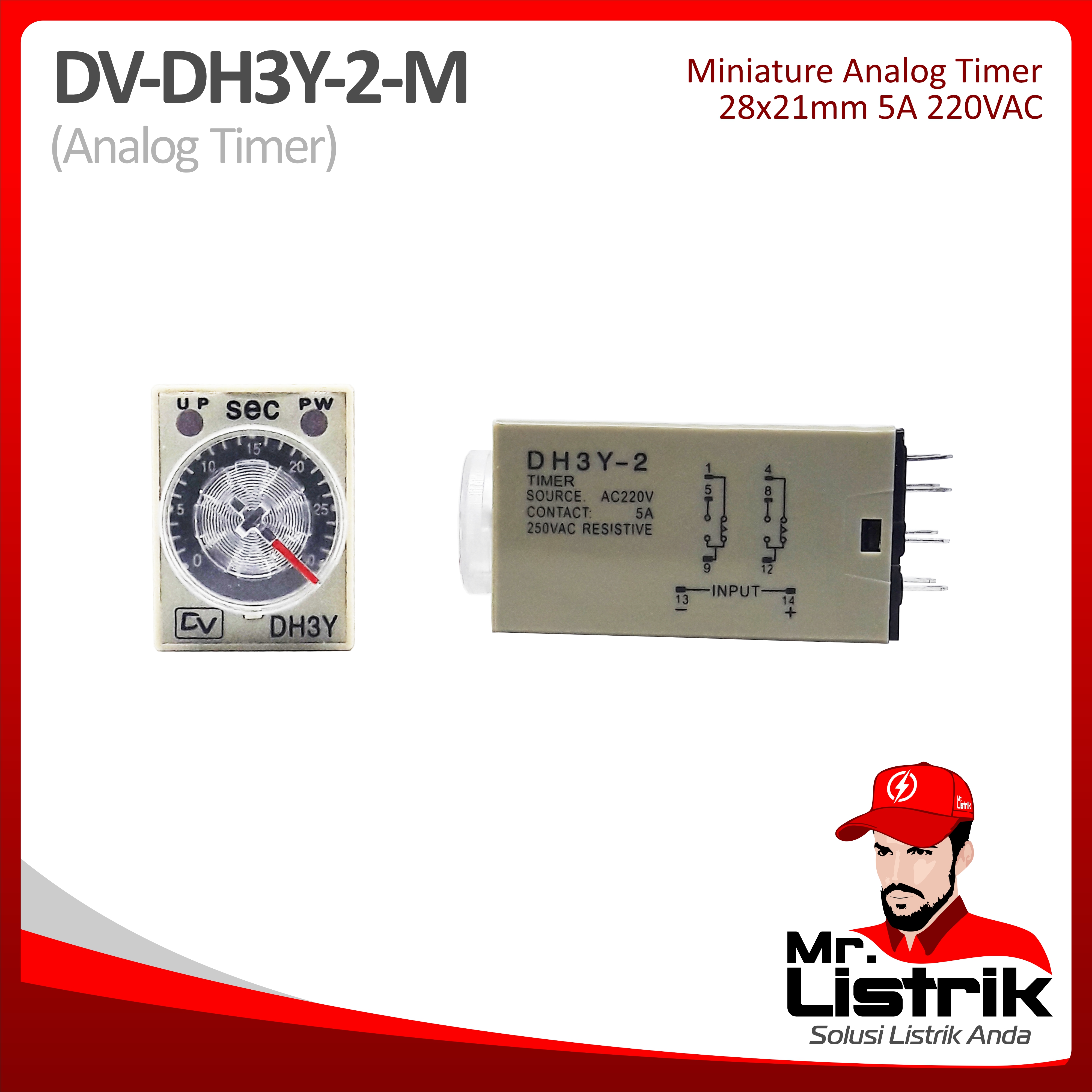 Miniature Analog Timer DV DH3Y-2-M