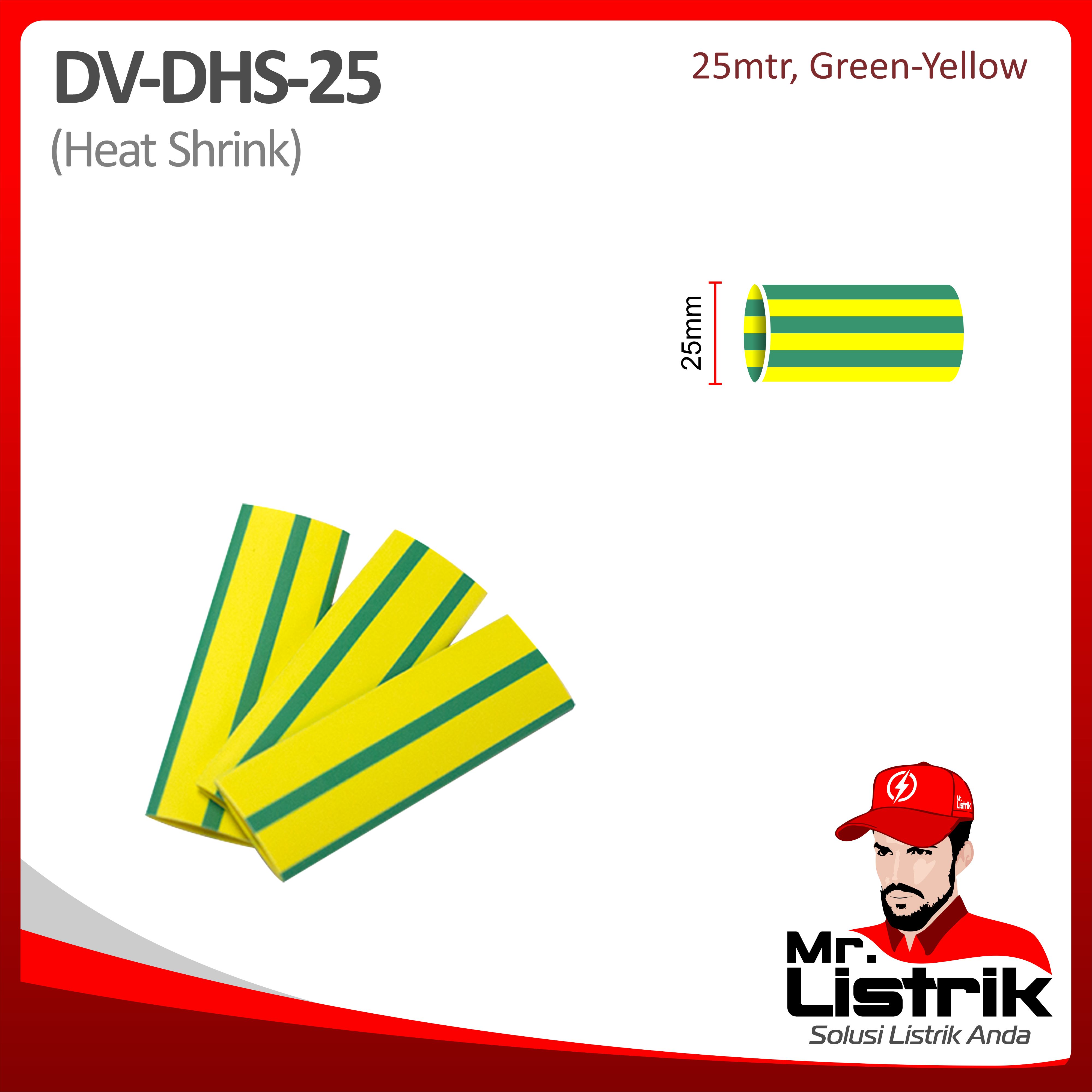 Heatshrink 25mm Green Yellow DV DHS-25