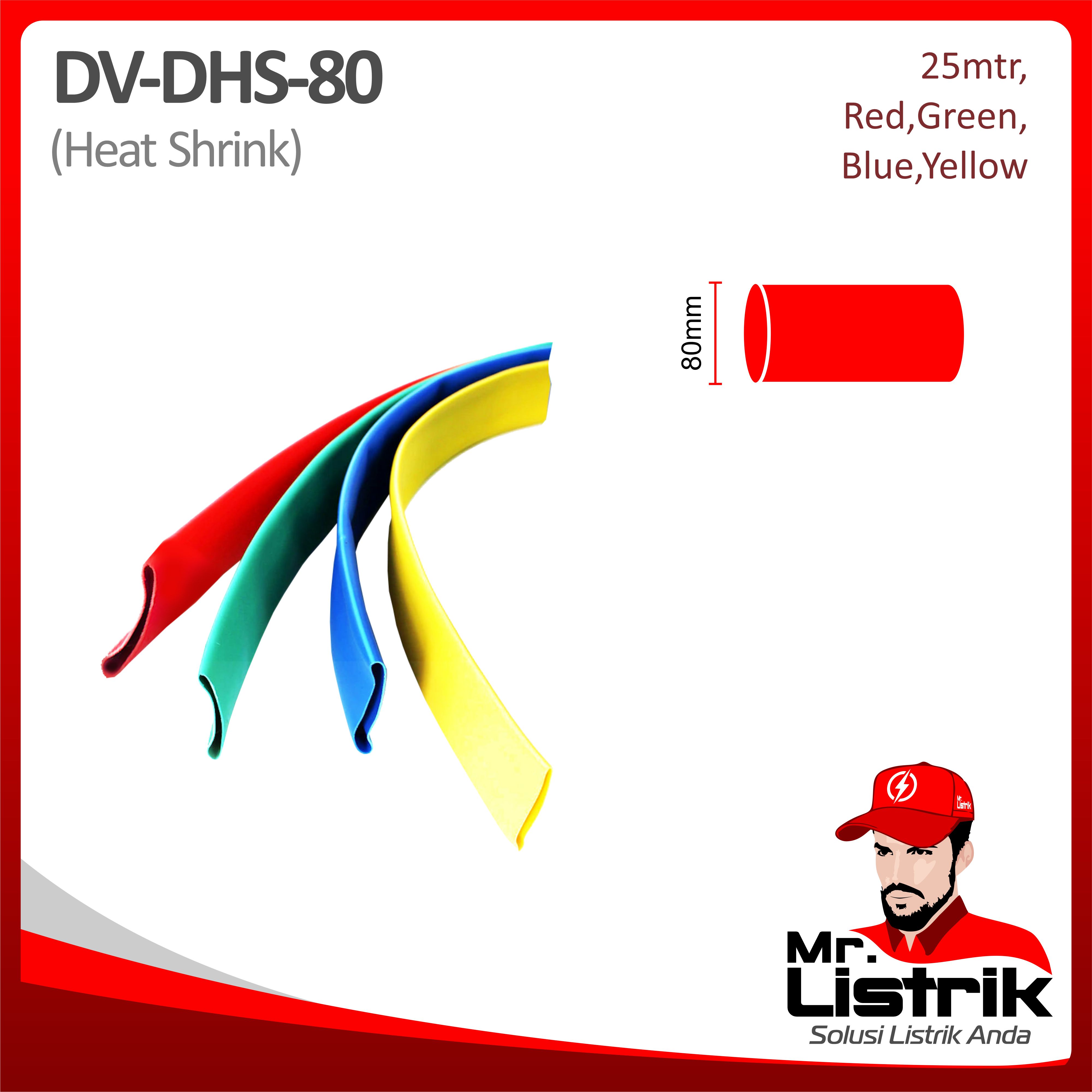 Heatshrink 80mm Red/Yellow/Green/Blue DV DHS-80