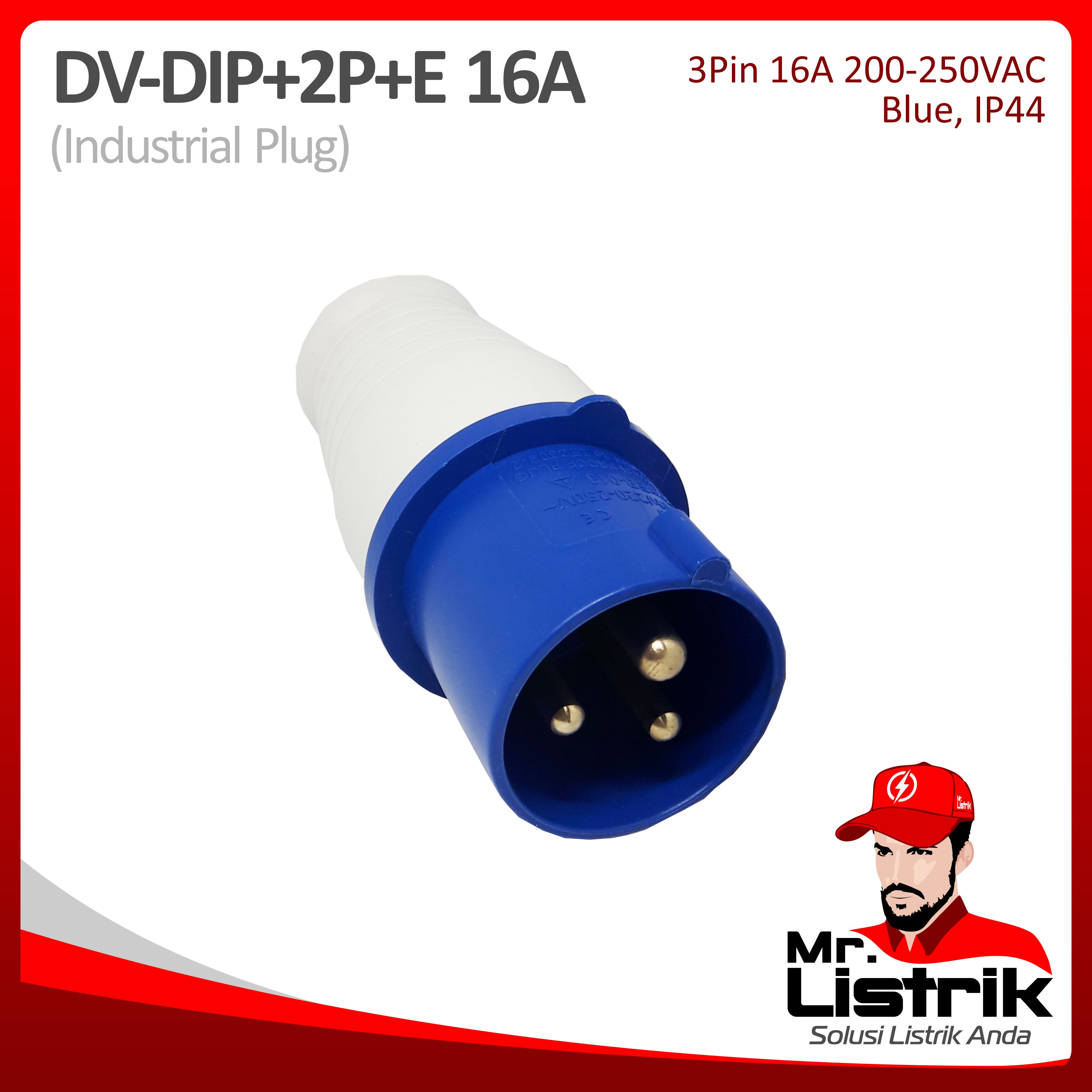 Industrial Plug 3 Pin 16A DV DIP-2P+E-16A