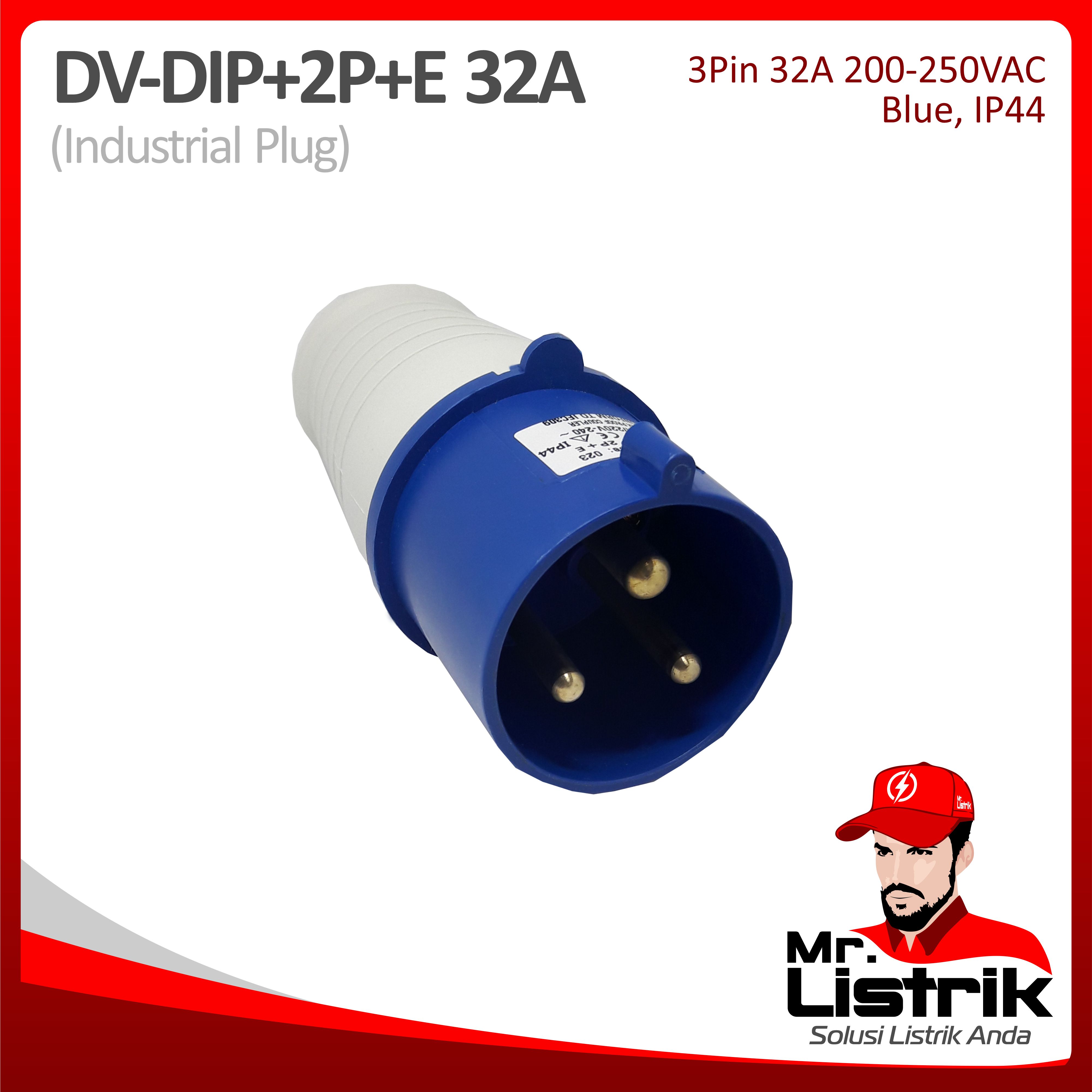 Industrial Plug 3 Pin 32A DV DIP-2P+E-32A