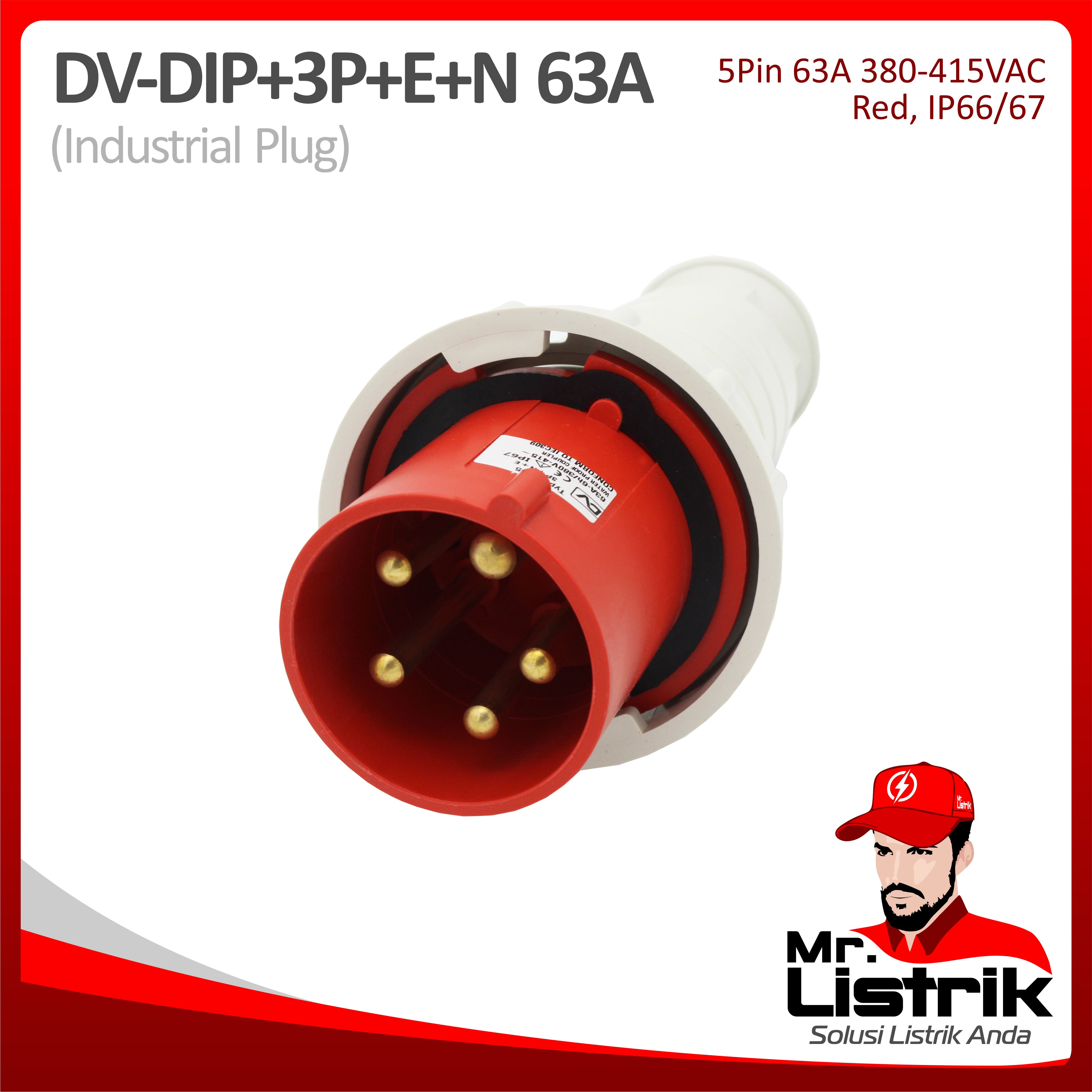 Industrial Plug 5 Pin 63A DV DIP-3P+E+N-63A