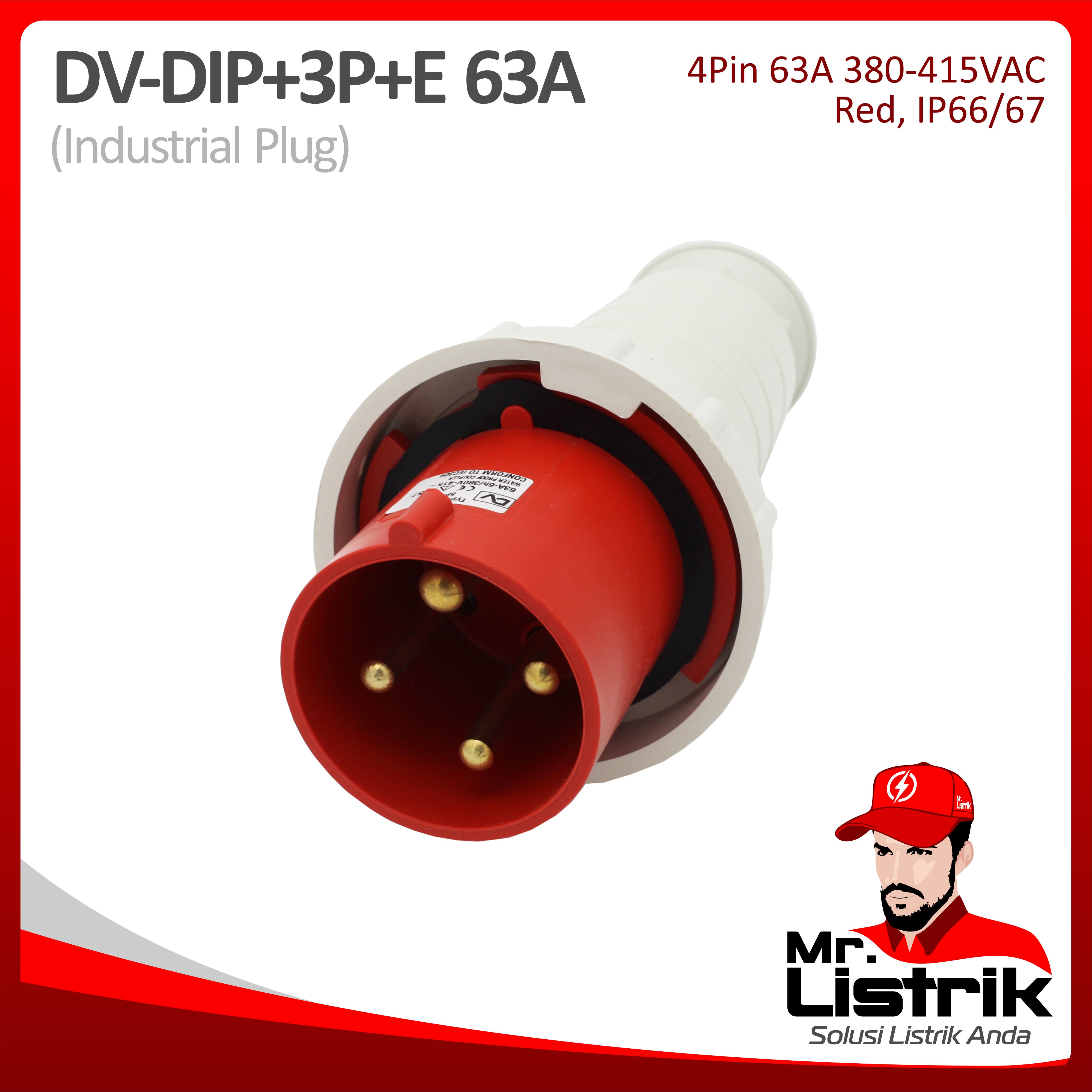 Industrial Plug 4 Pin 63A DV DIP-3P+E-63A