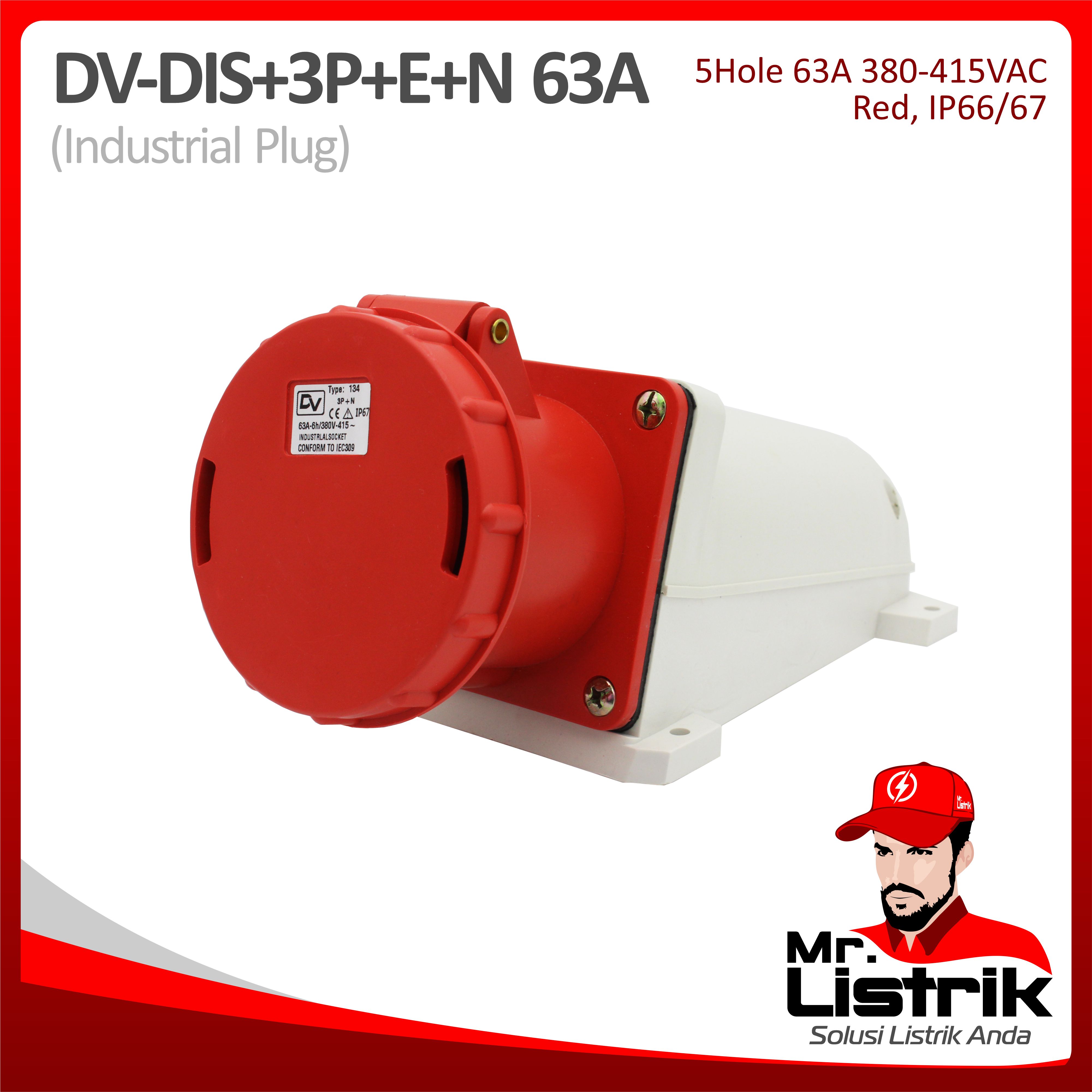 Industrial Socket 5 Pin 63A DV DIS-3P+E+N-63A