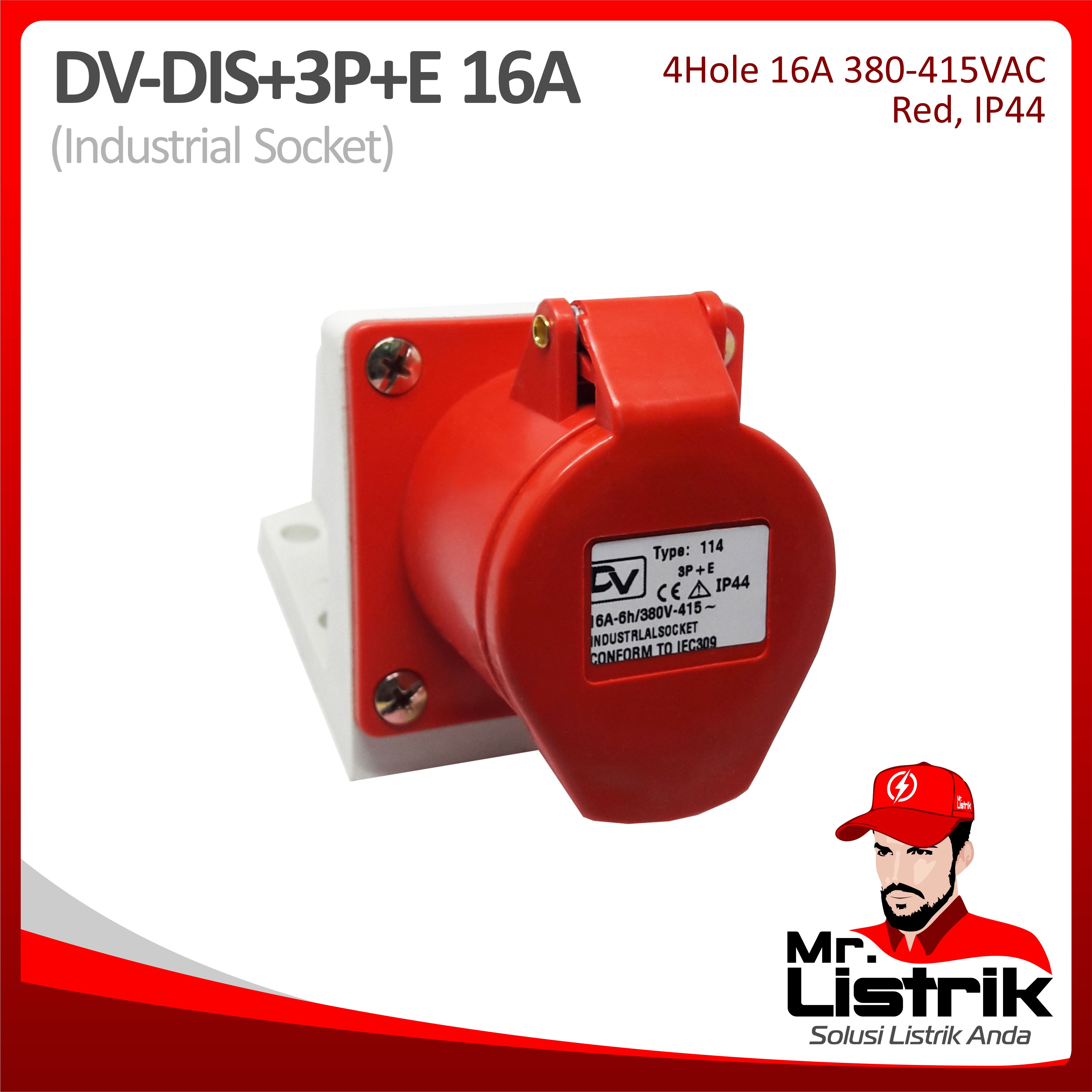Industrial Socket 4 Pin 16A DV DIS-3P+E-16A