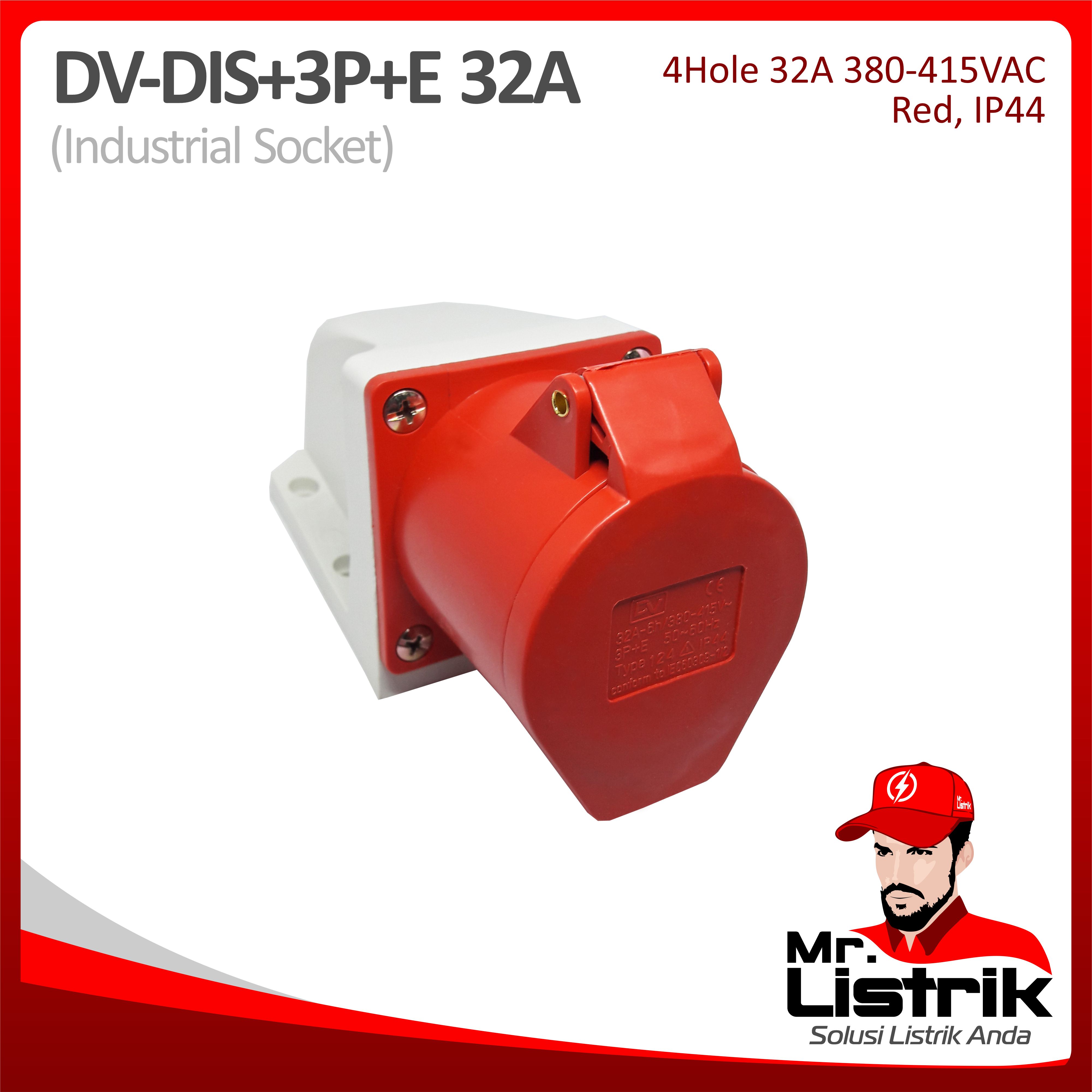 Industrial Socket 4 Pin 32A DV DIS-3P+E-32A