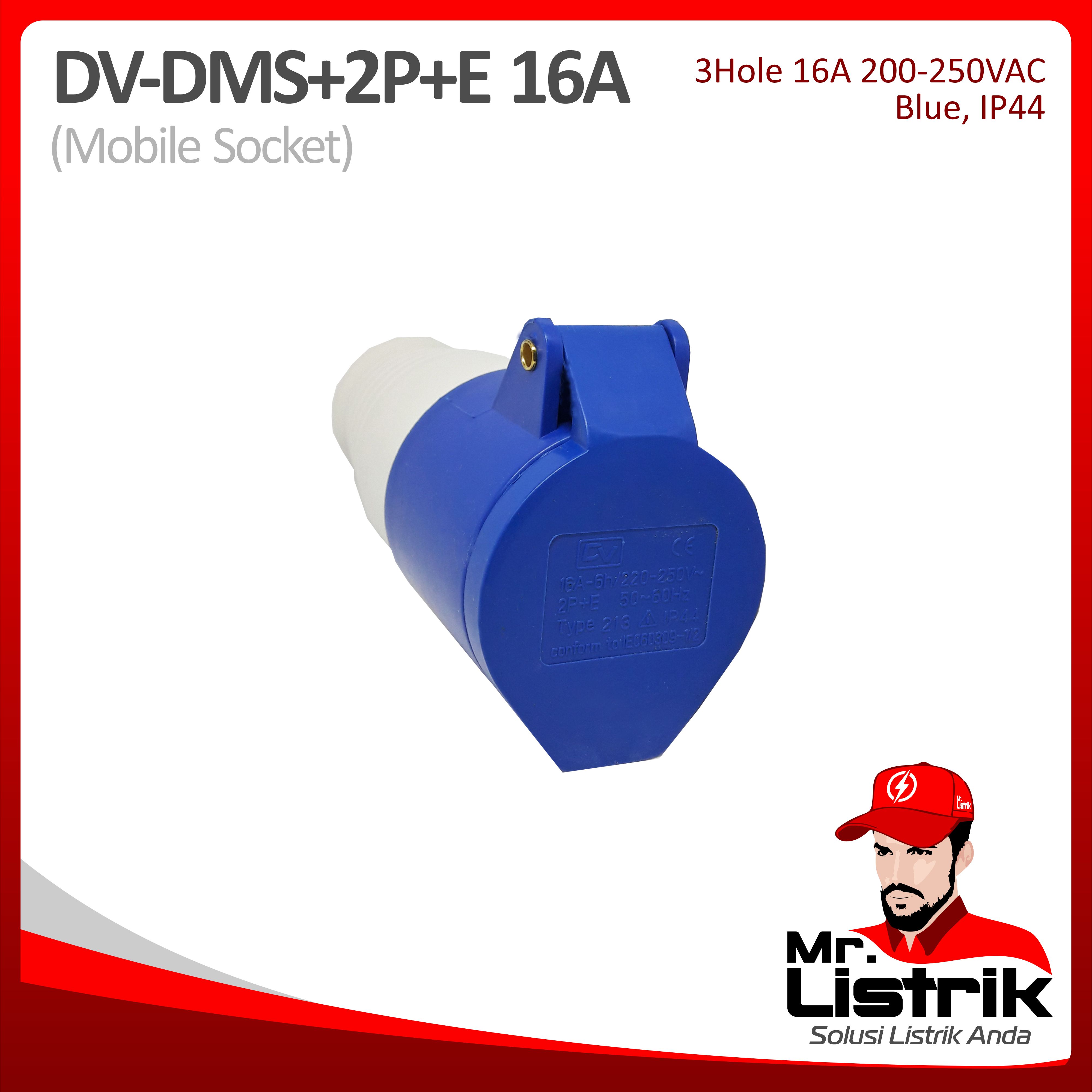 Mobile Socket 3 Pin 16A DV DMS-2P+E-16A