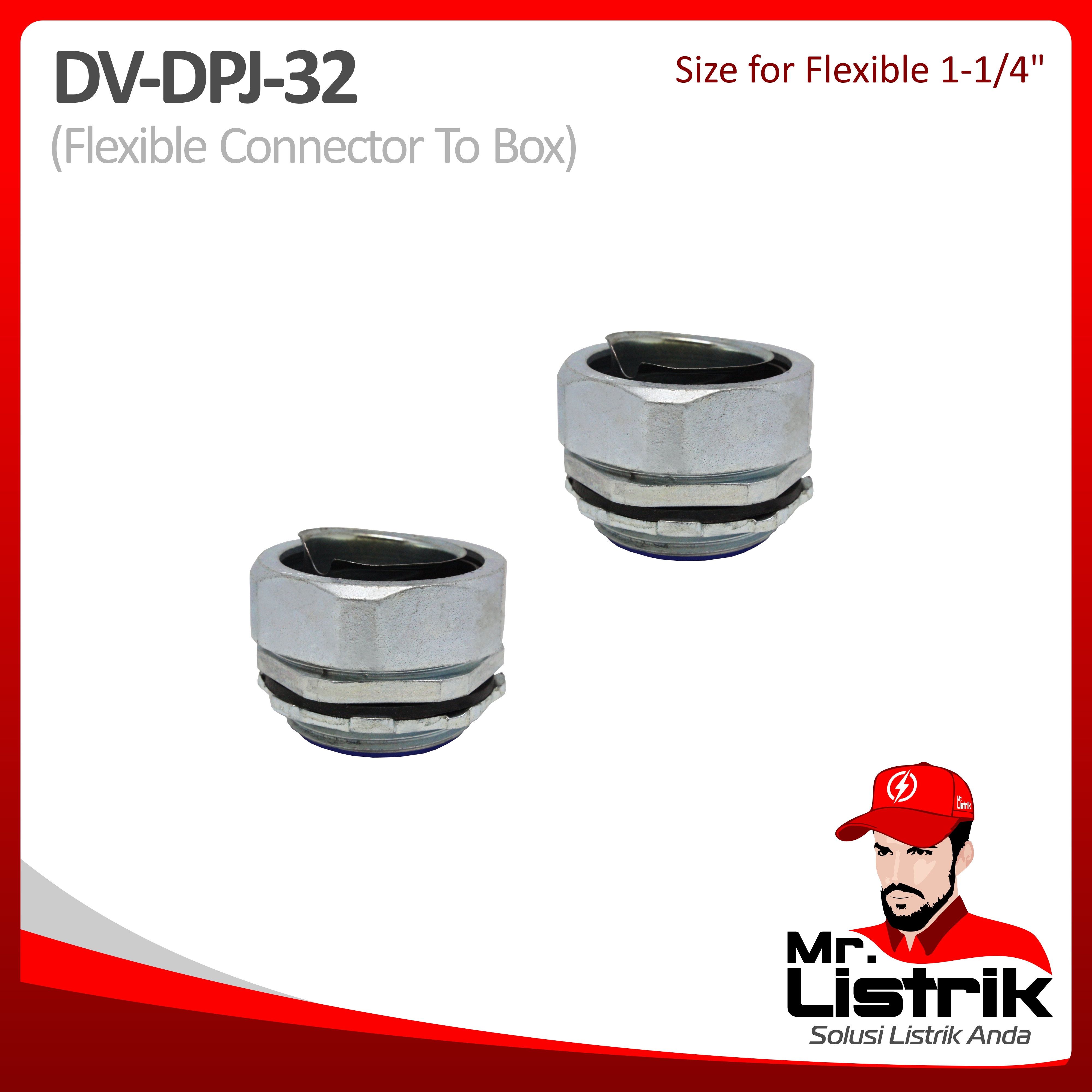 Metal Gland Straight Type Connector 1-1/4" DV DPJ-32