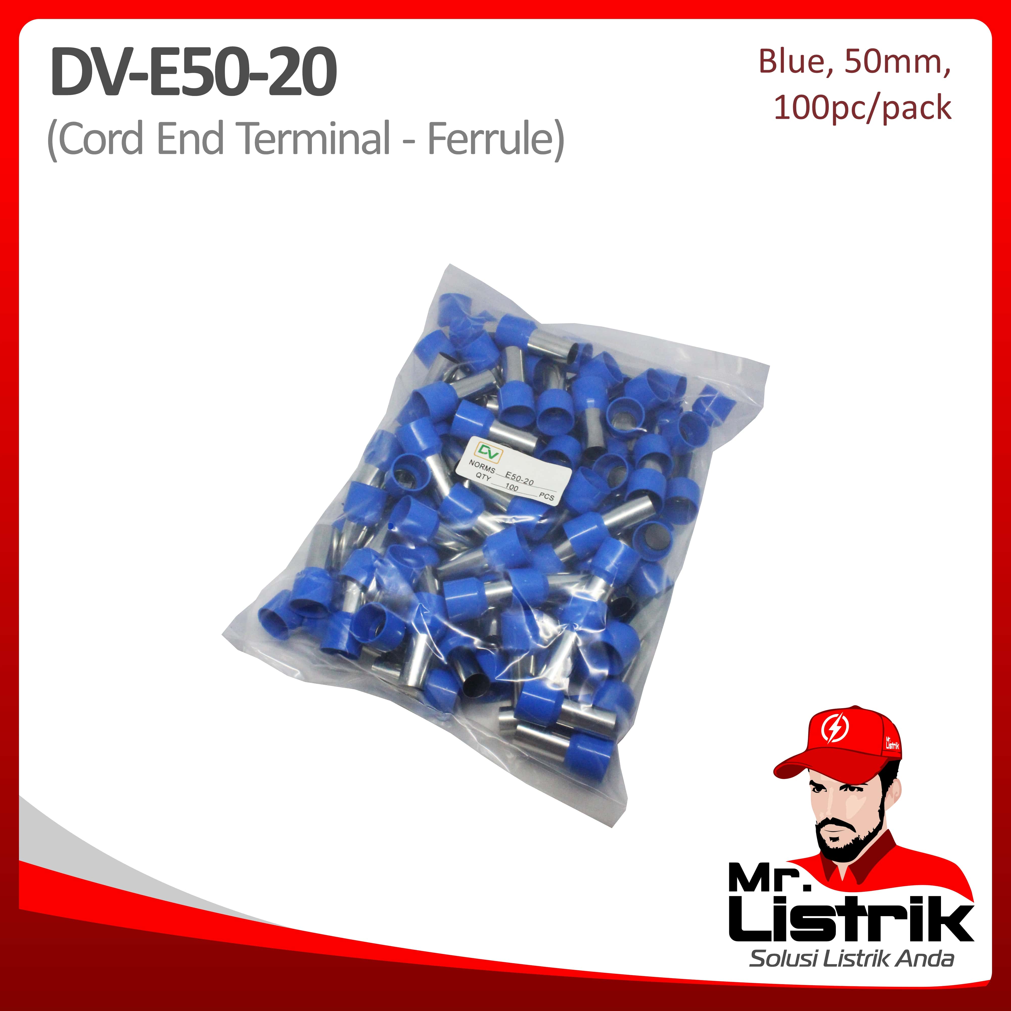 Skun Ferrules 50mm Blue DV E50-20
