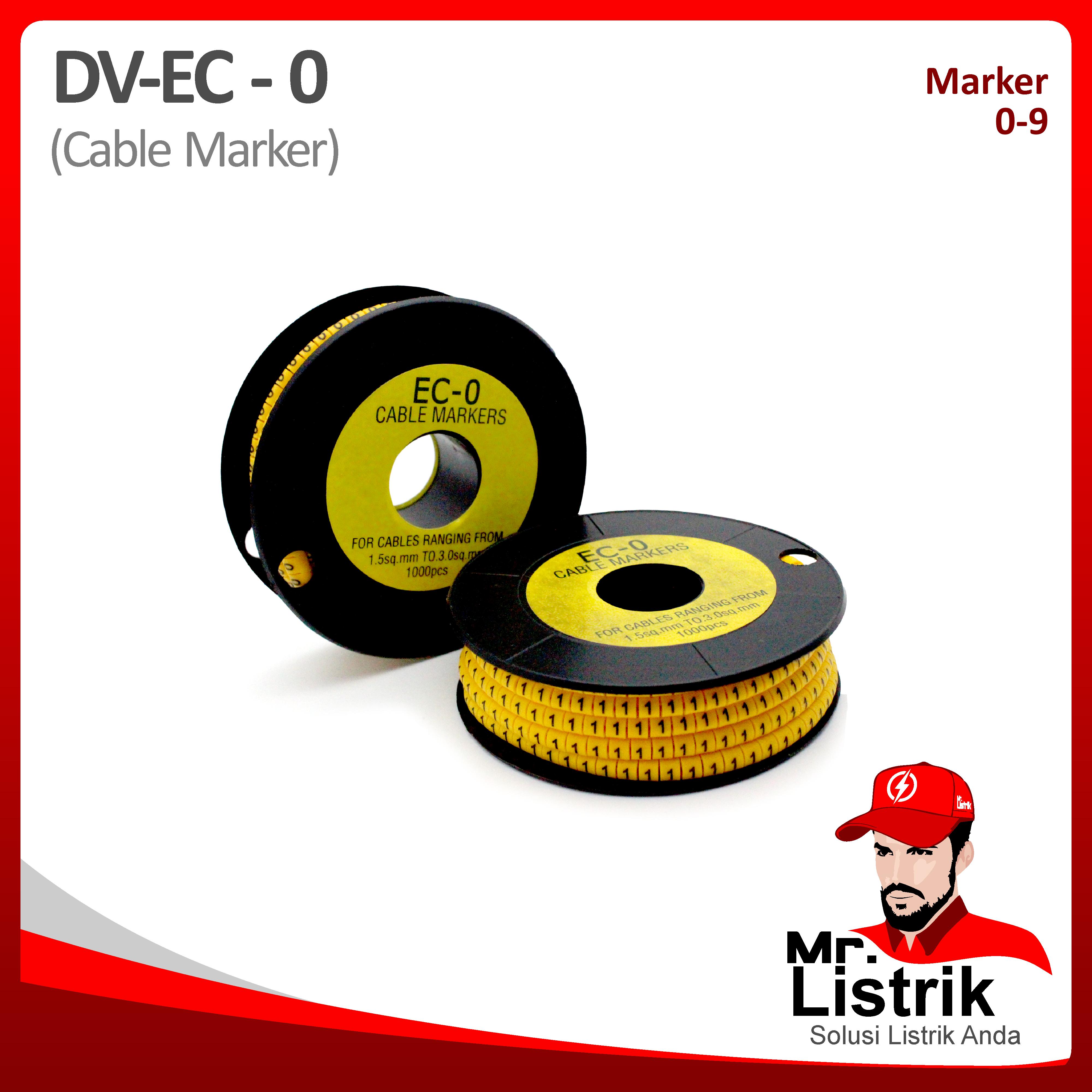 Cable Marker 2-3.2mm 0-9 R-Z + - DV EC-0