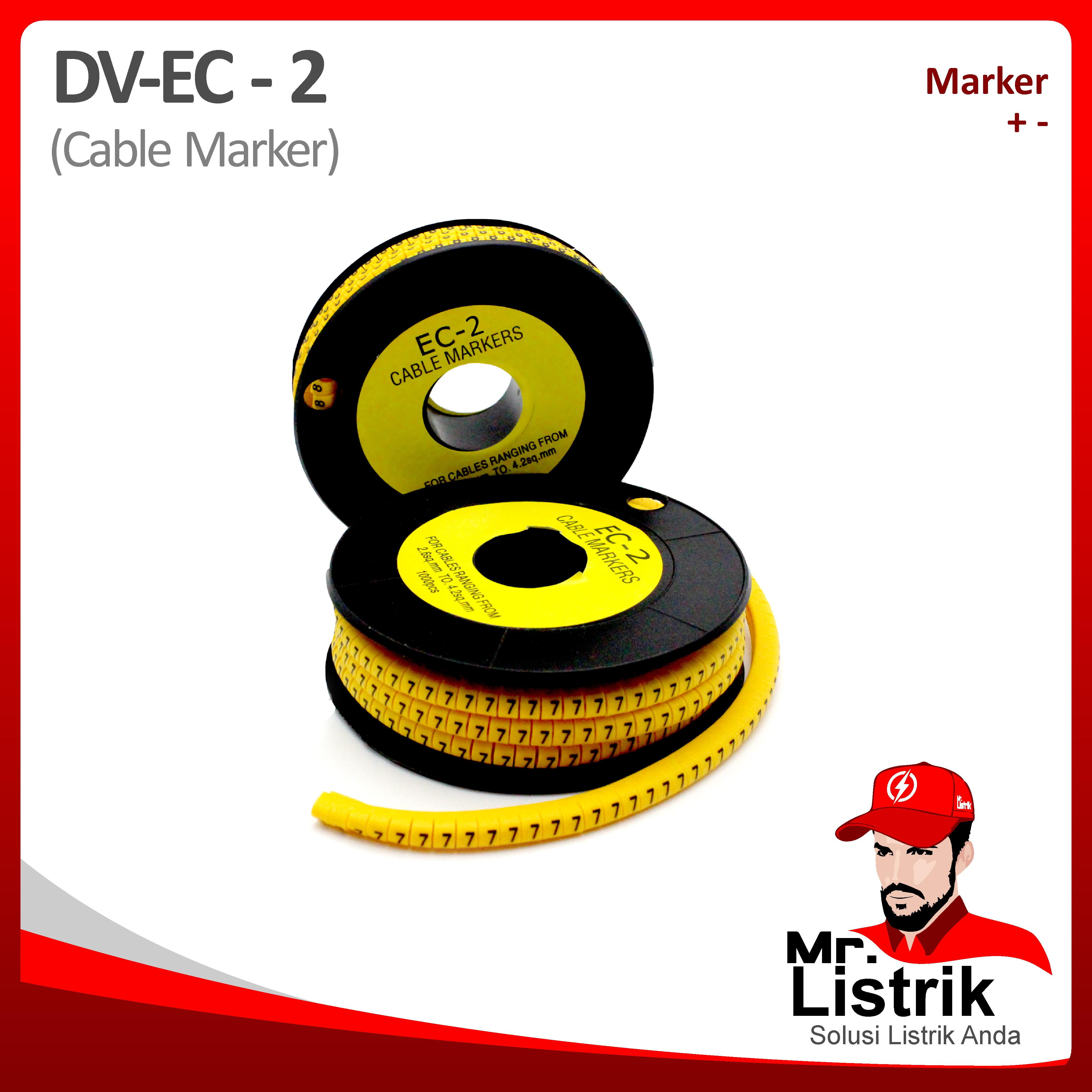 Cable Marker 3.6-7.4mm 0-9 R-Z + - DV EC-2