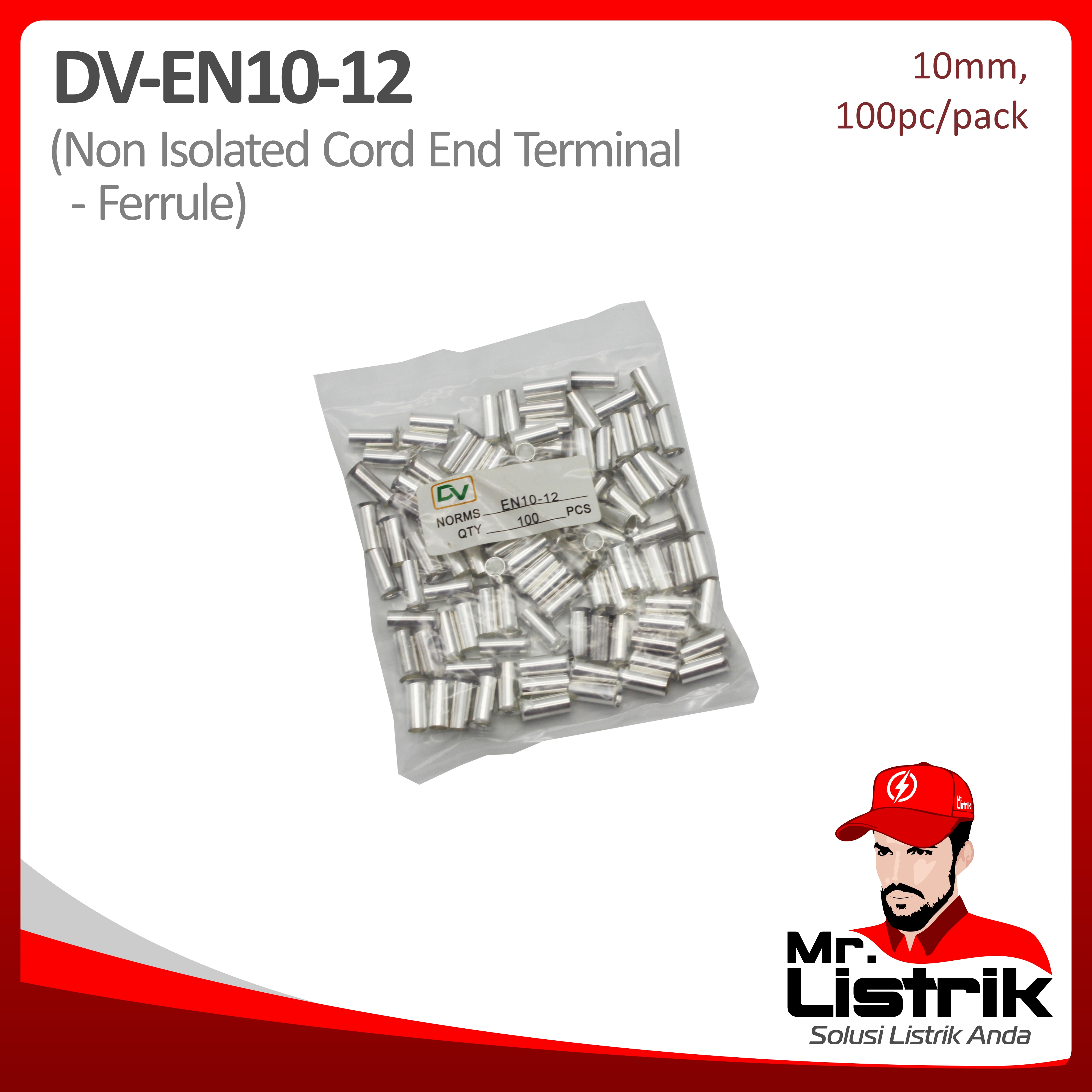 Non Insulated Skun Ferrules 10mm DV EN10-12