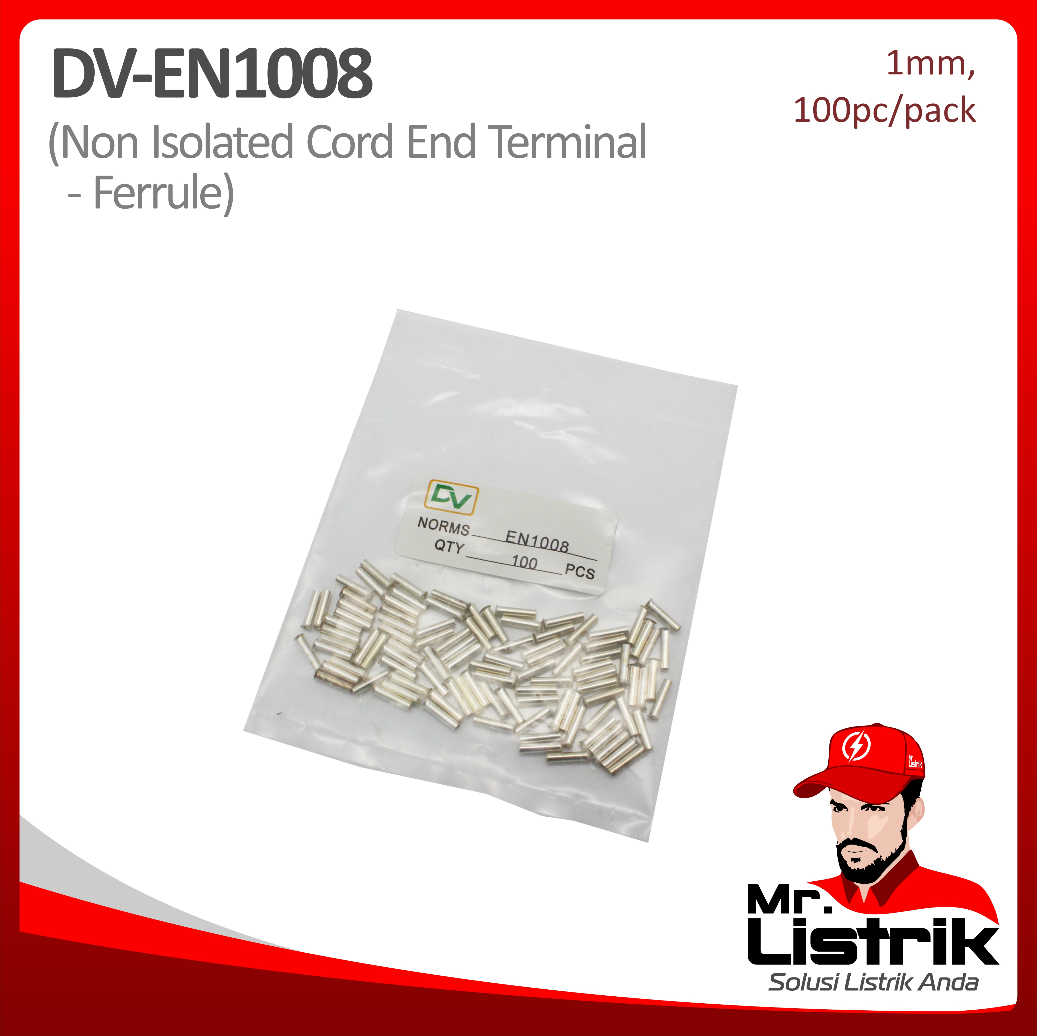 Non Insulated Skun Ferrules 1mm DV EN1008