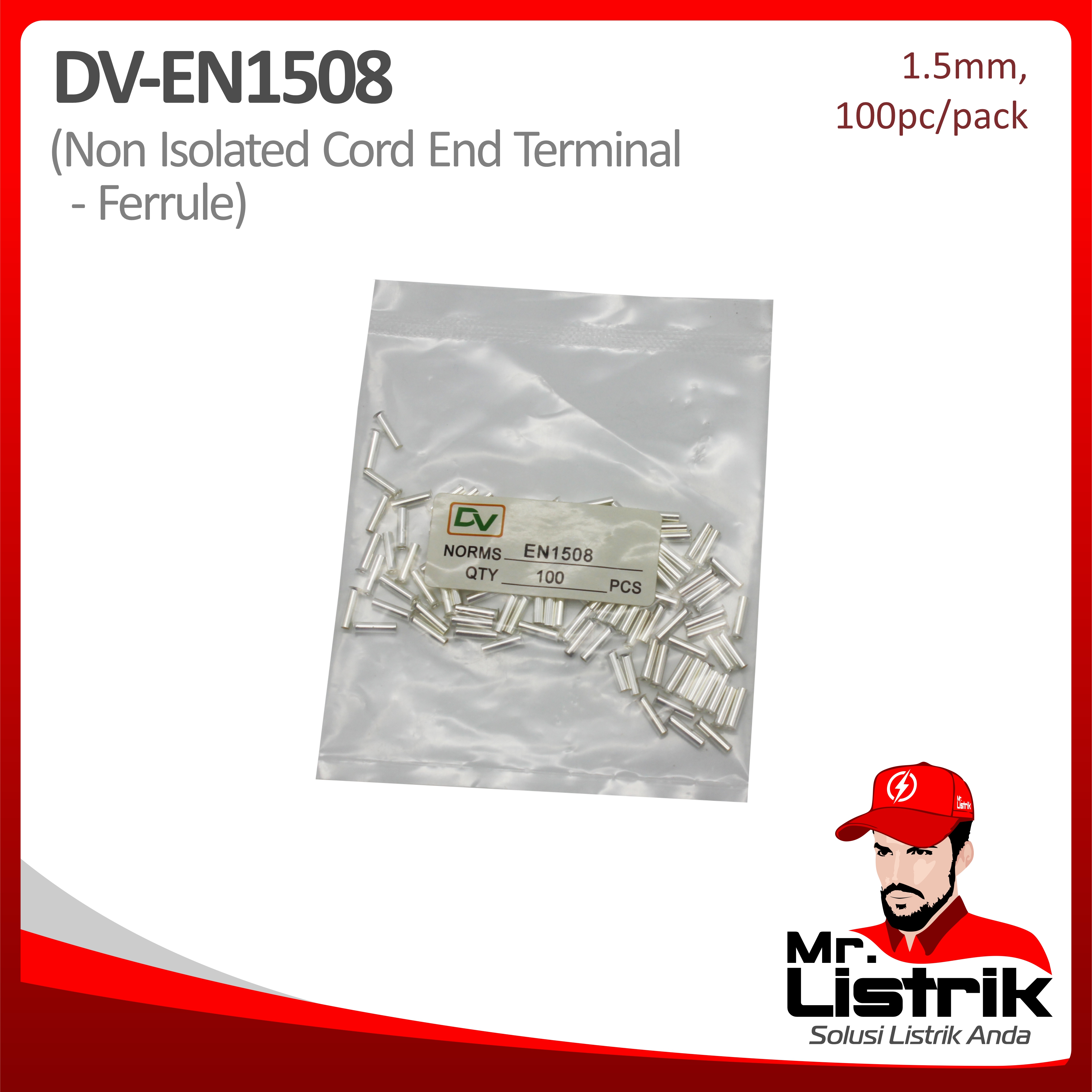 Non Insulated Skun Ferrules 1.5mm DV EN1508