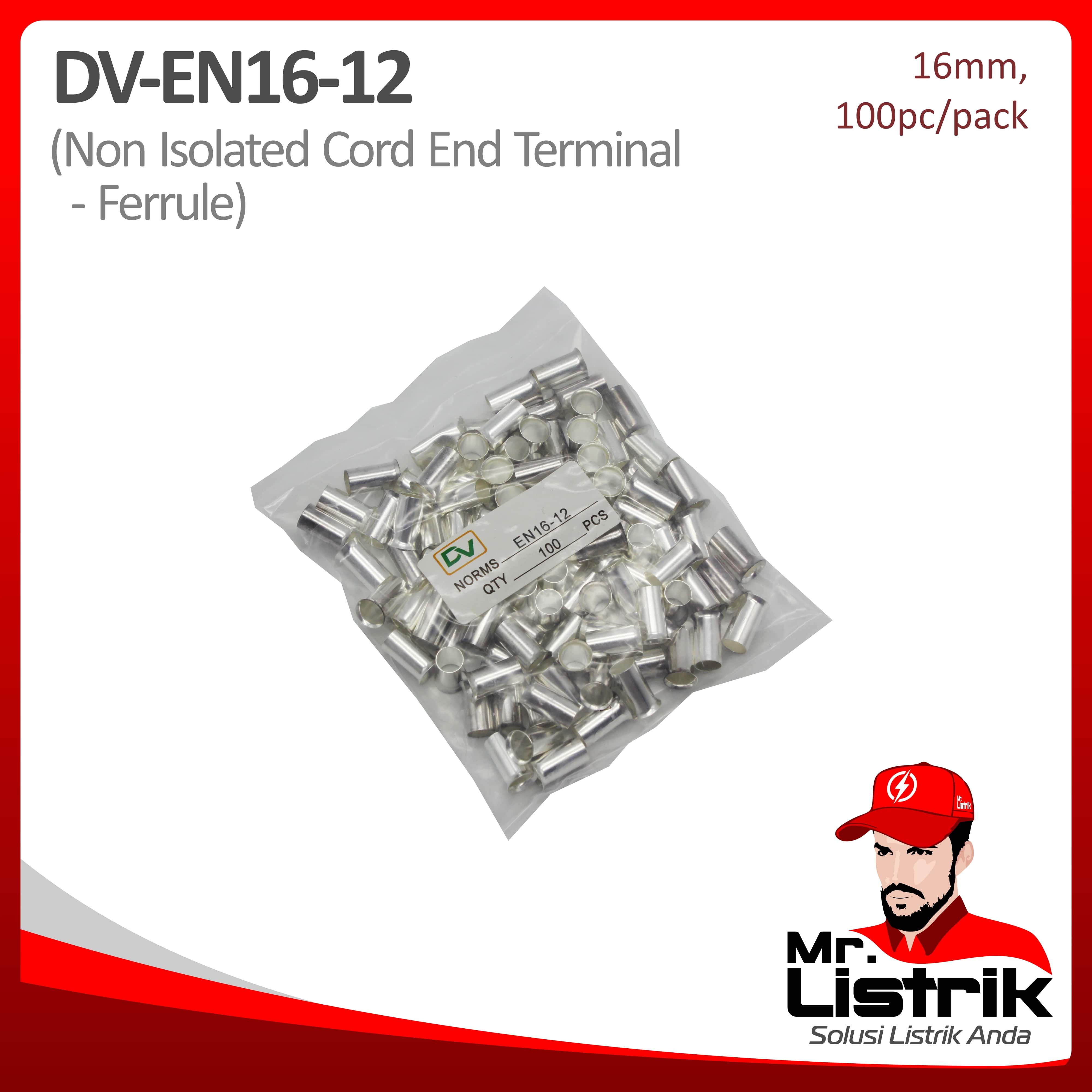 Non Insulated Skun Ferrules 16mm DV EN16-12