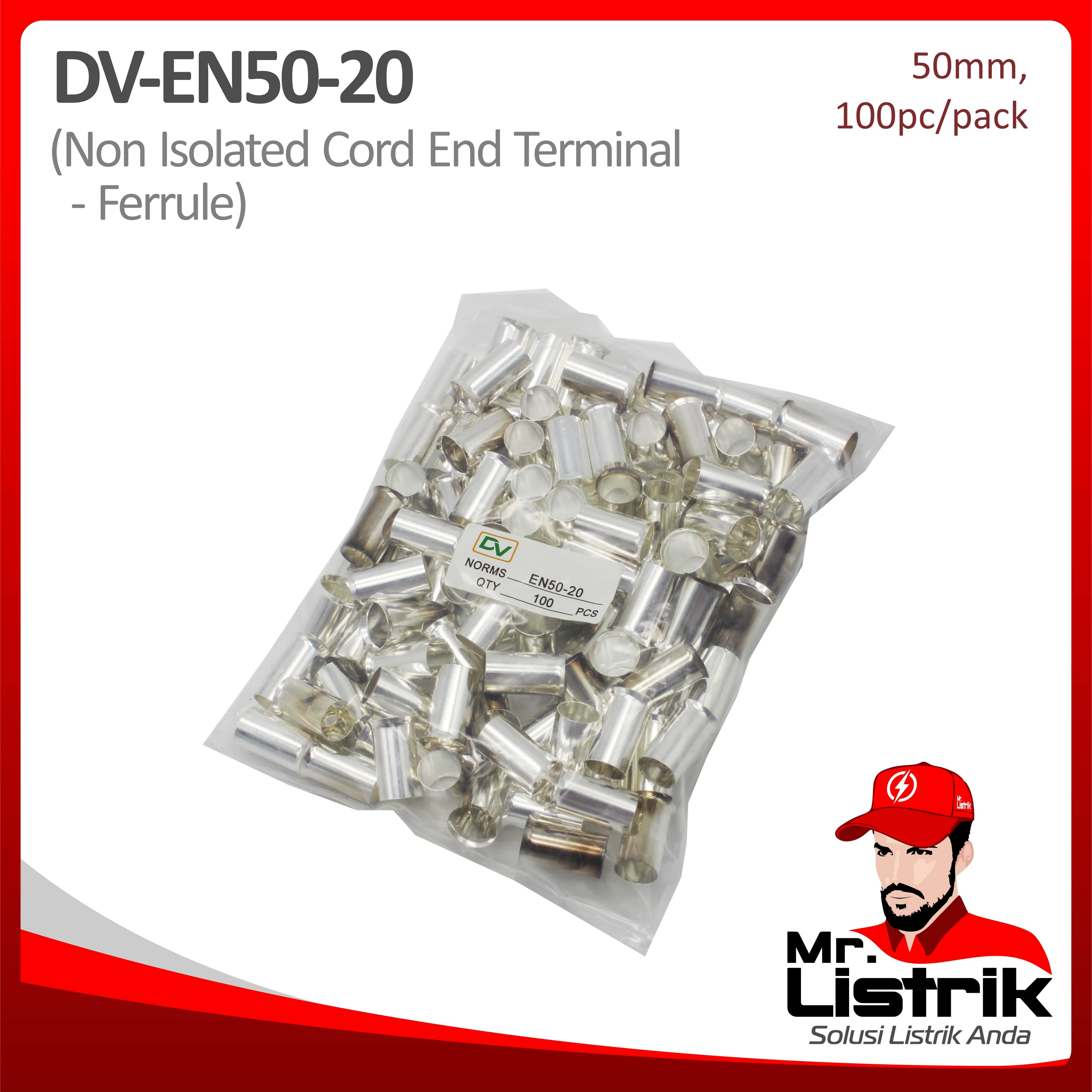 Non Insulated Skun Ferrules 50mm DV EN50-20
