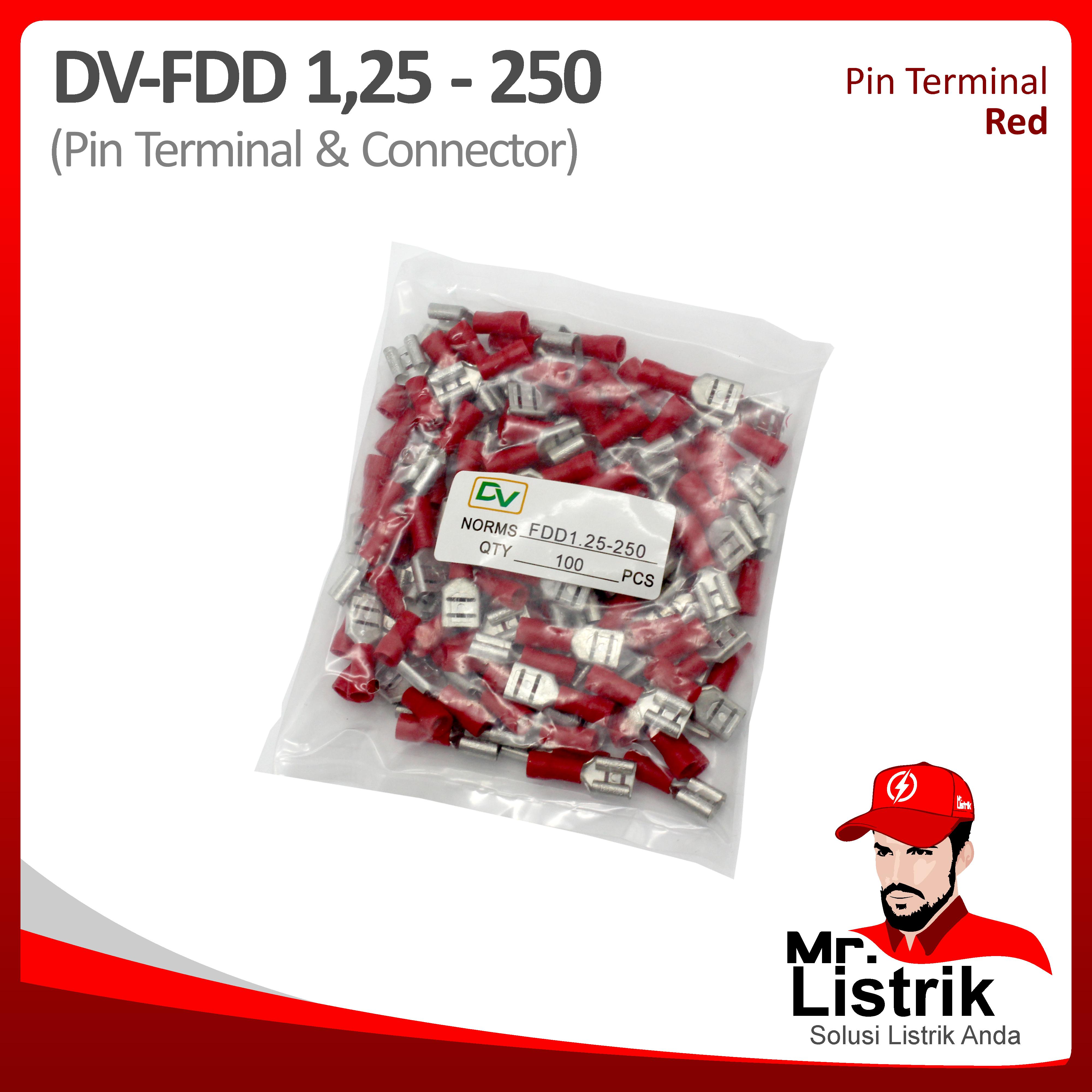 Female Disconnect 0.5-1.5mm Red DV FDD1.25-250