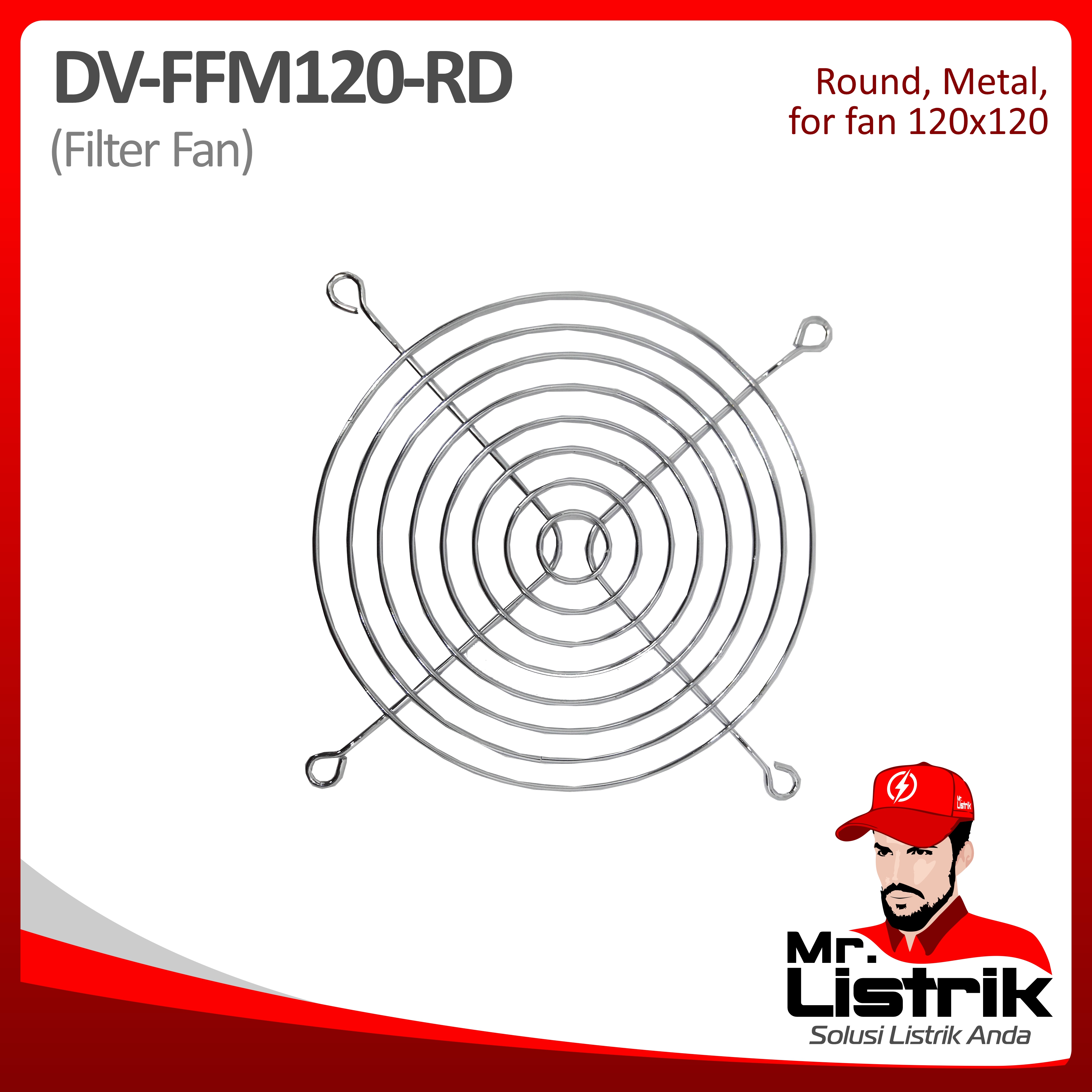 Filter Fan Metal Round For Fan 120x120 DV FFM120-RD