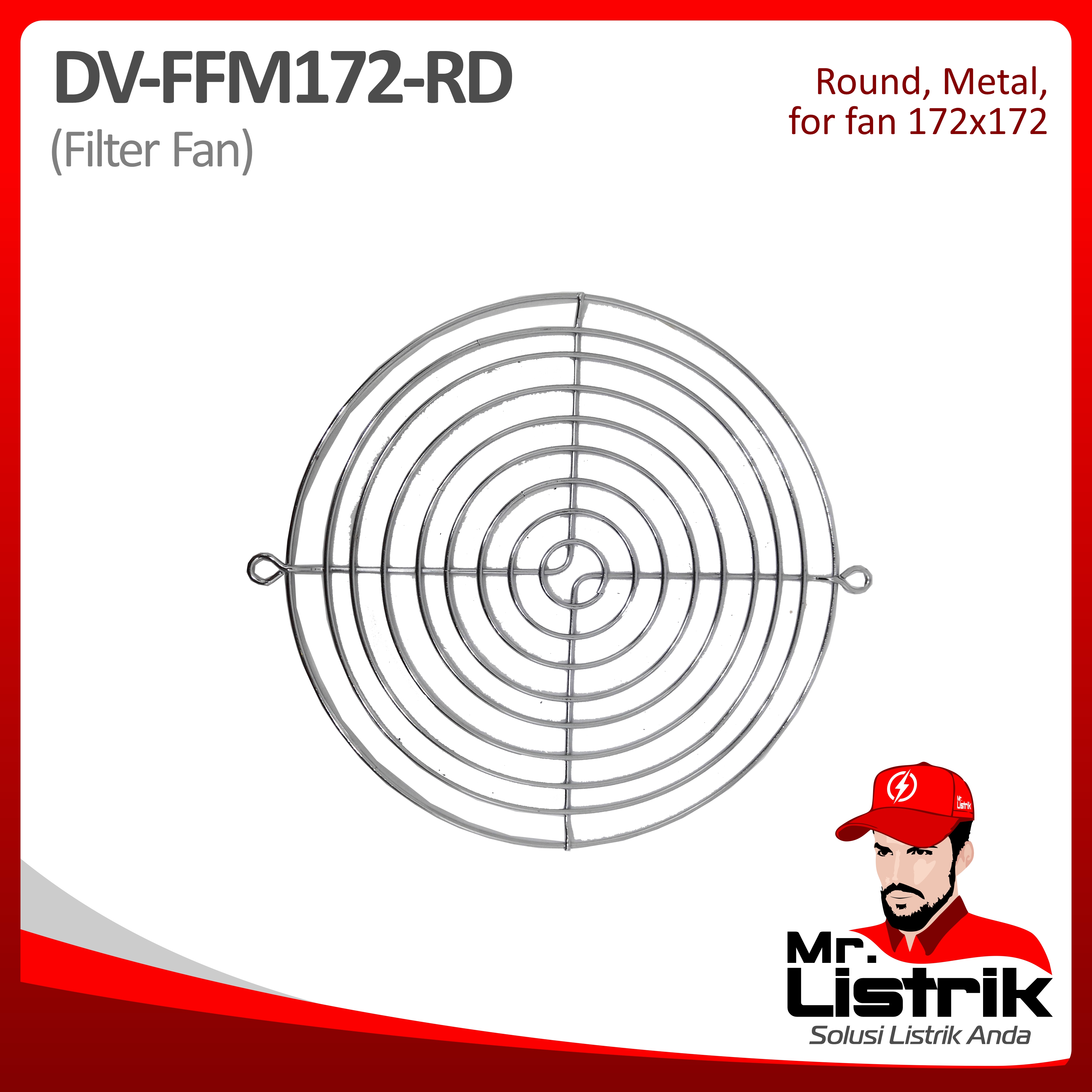 Filter Fan Metal Round For Fan 172x172 DV FFM172-RD