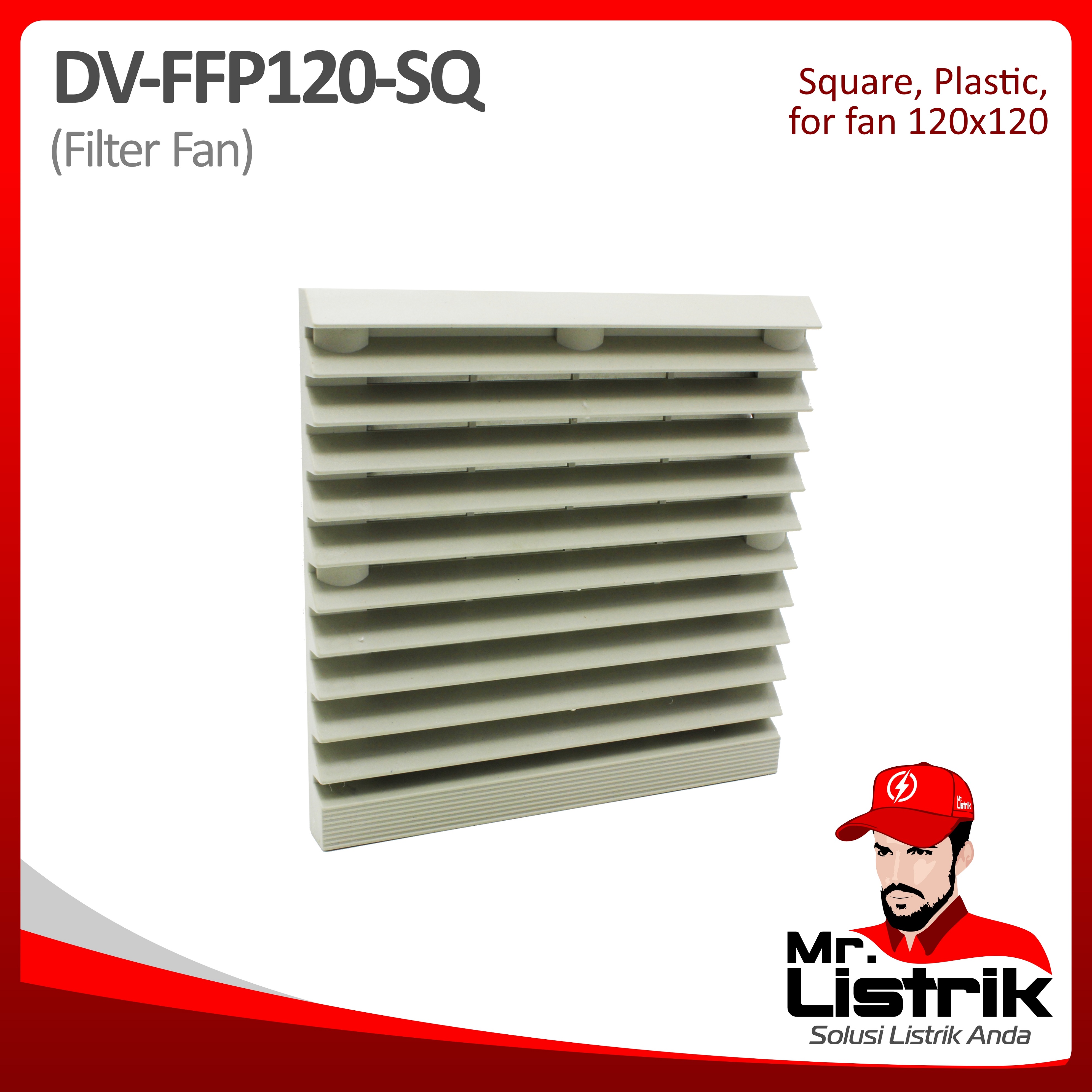 Filter Fan Plastic Square For Fan 120x120 DV FFP120-SQ