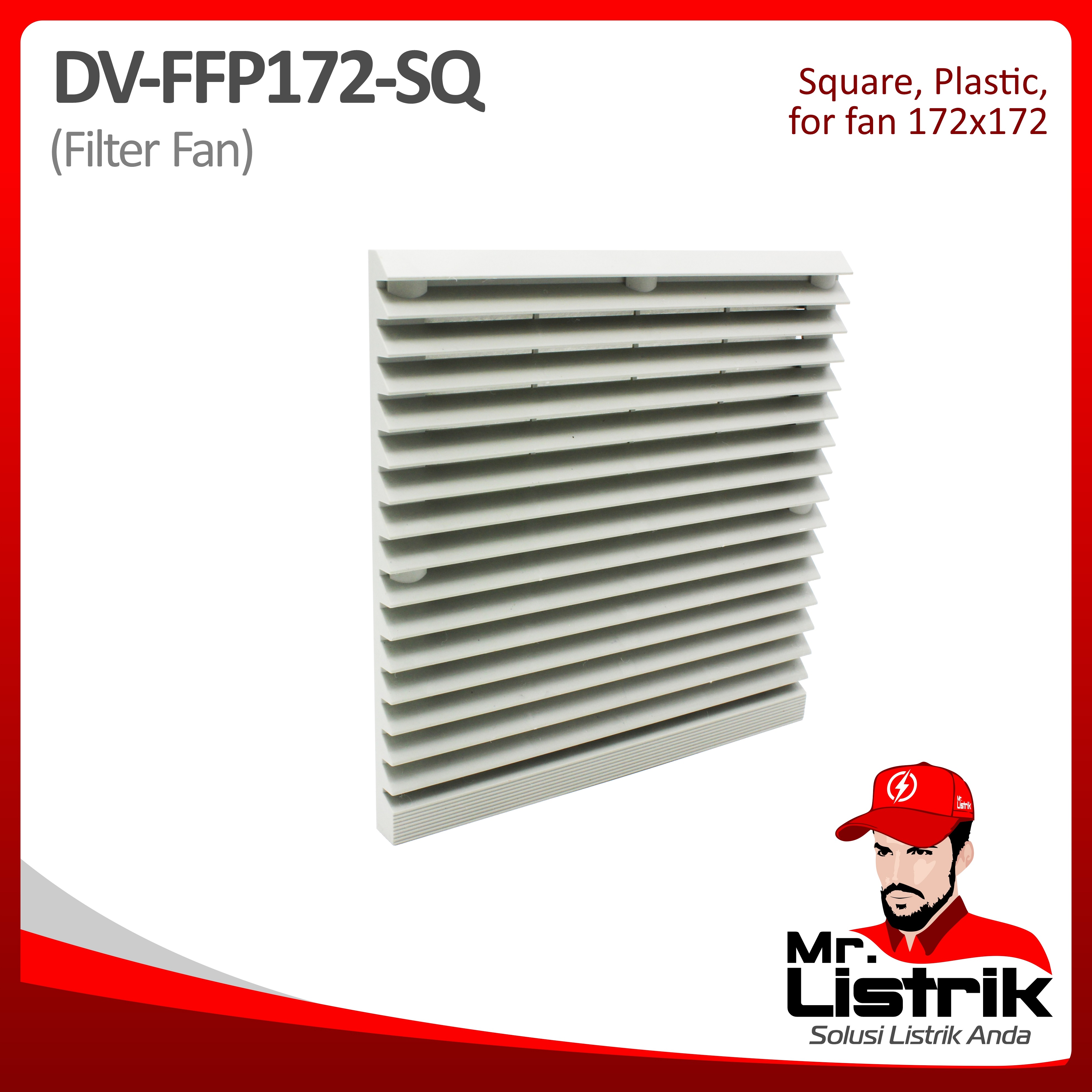 Filter Fan Plastic Square For Fan 172x172 DV FFP172-SQ