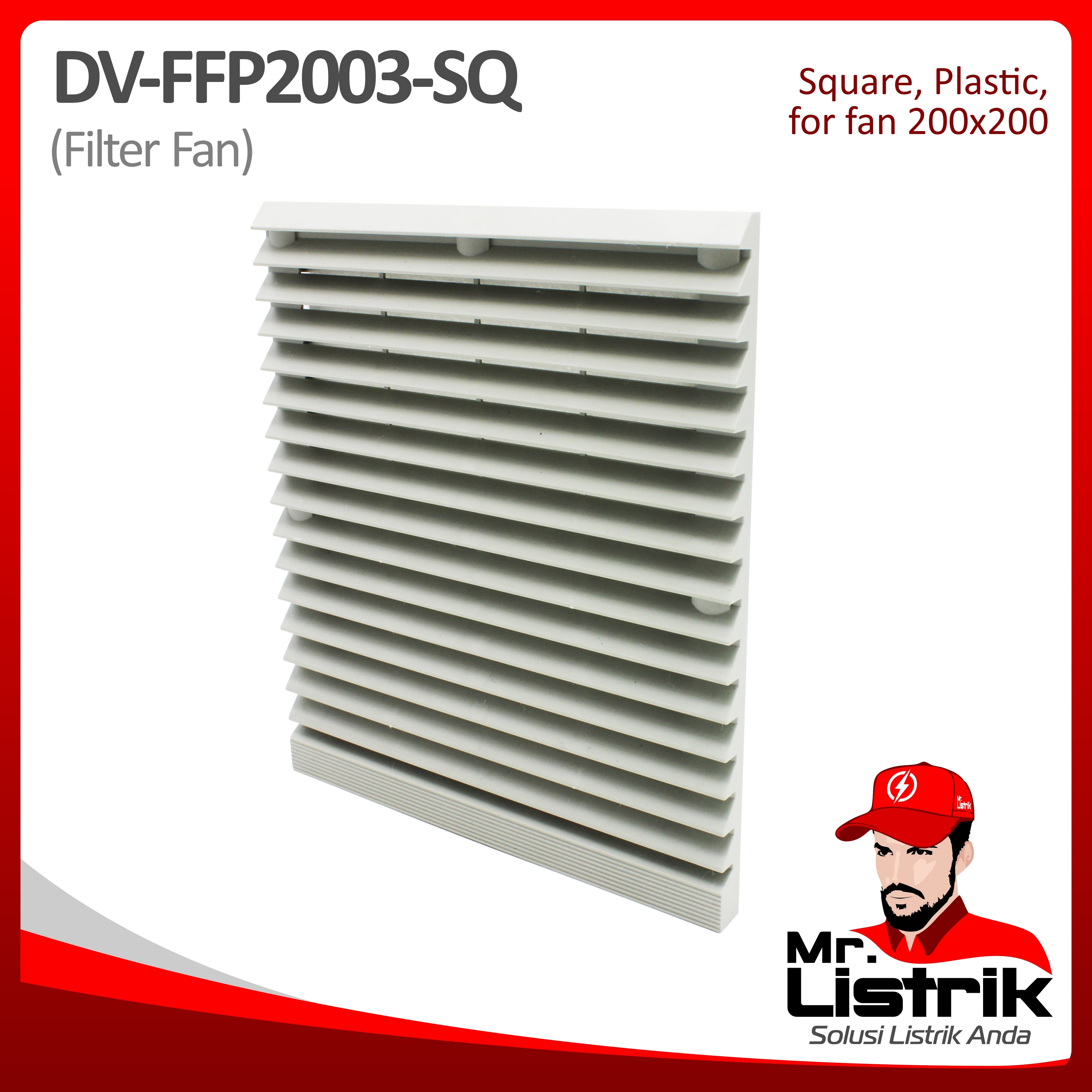Filter Fan Plastic Square For Fan 200x200 DV FFP2003-SQ