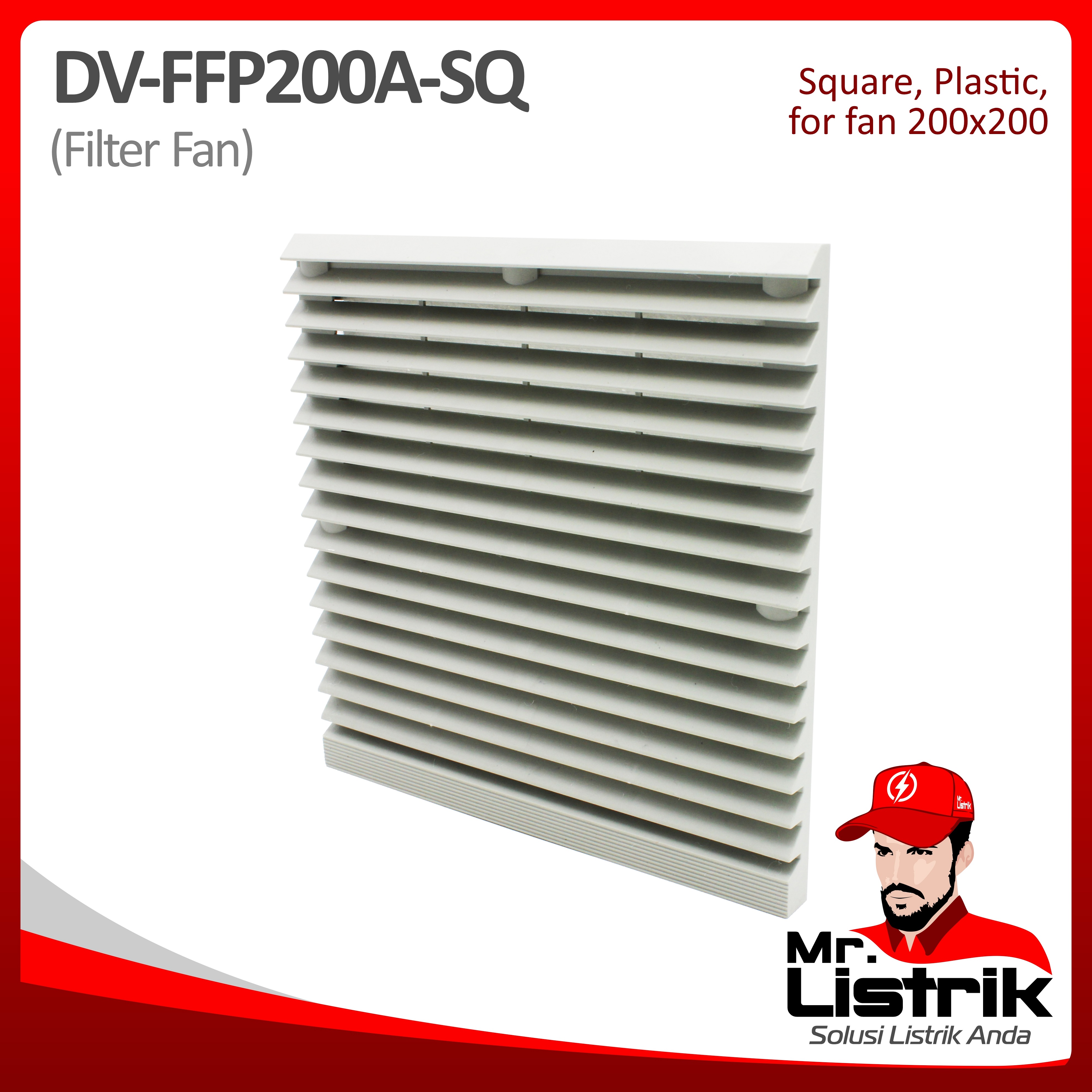 Filter Fan Plastic Square For Fan 200x200 DV FFP200A-SQ