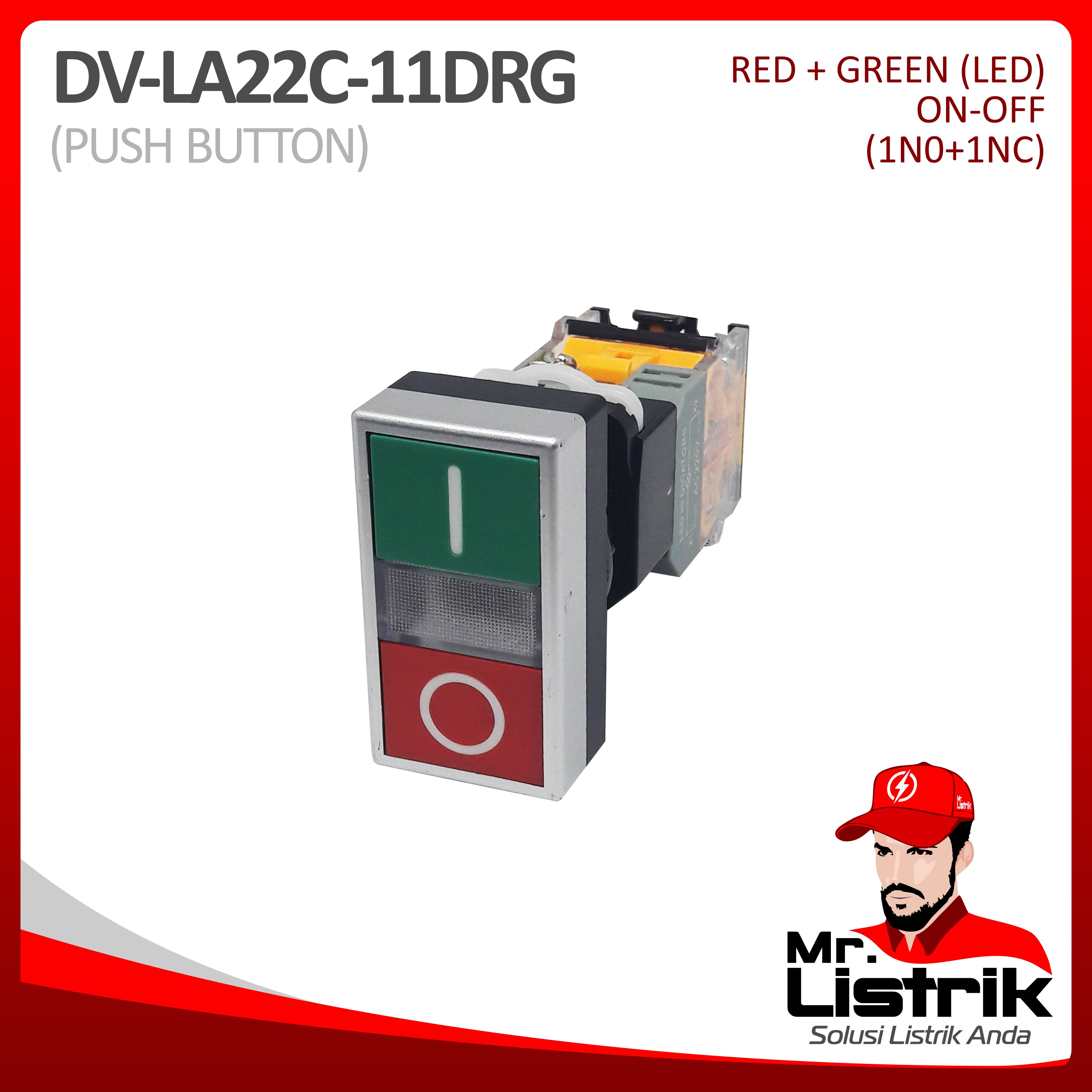 Double Push Button LED 1NO+1NC Fixed Contact LA22C-11DRG