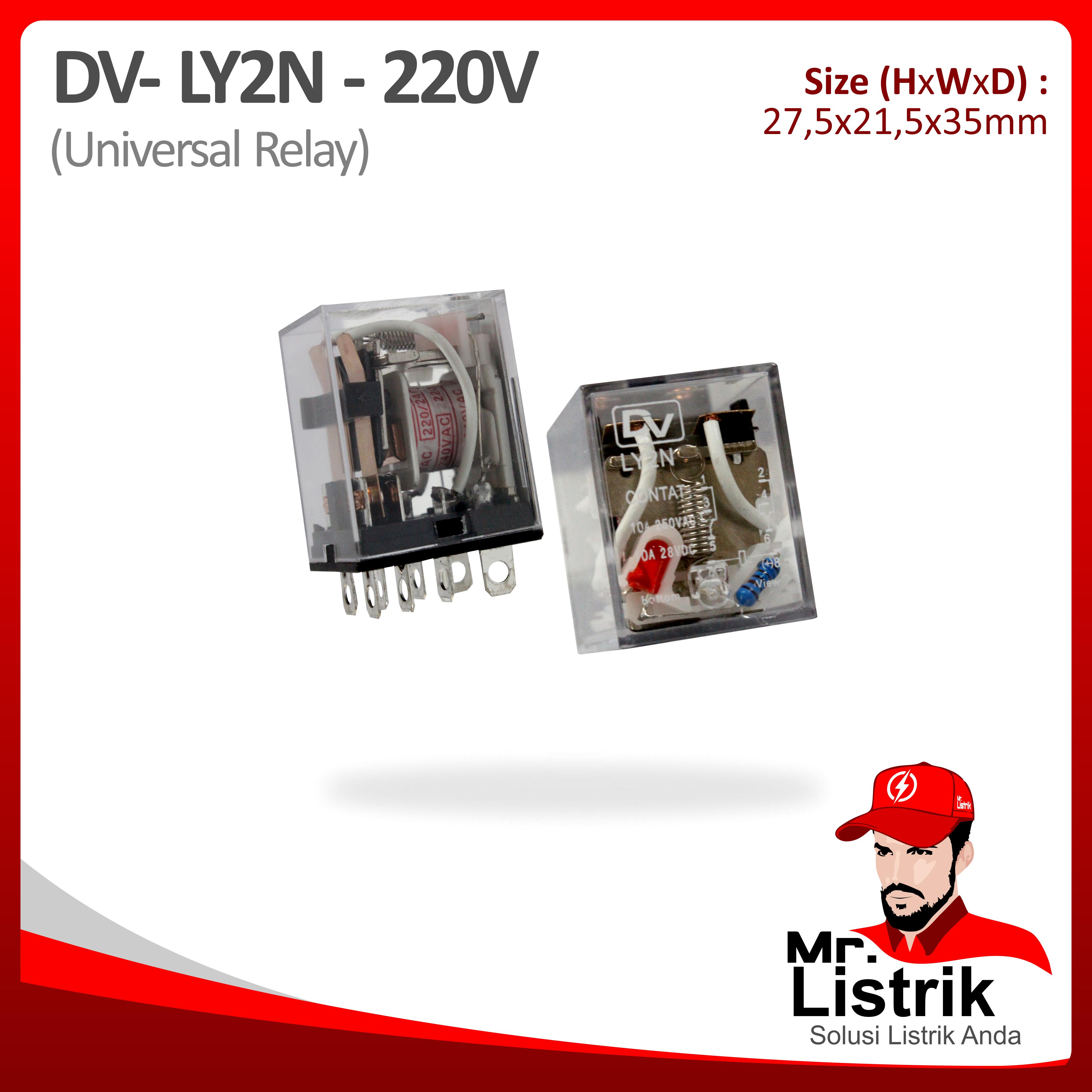 Relay 8 Pin 2 Pole 220VAC DV LY2N-220