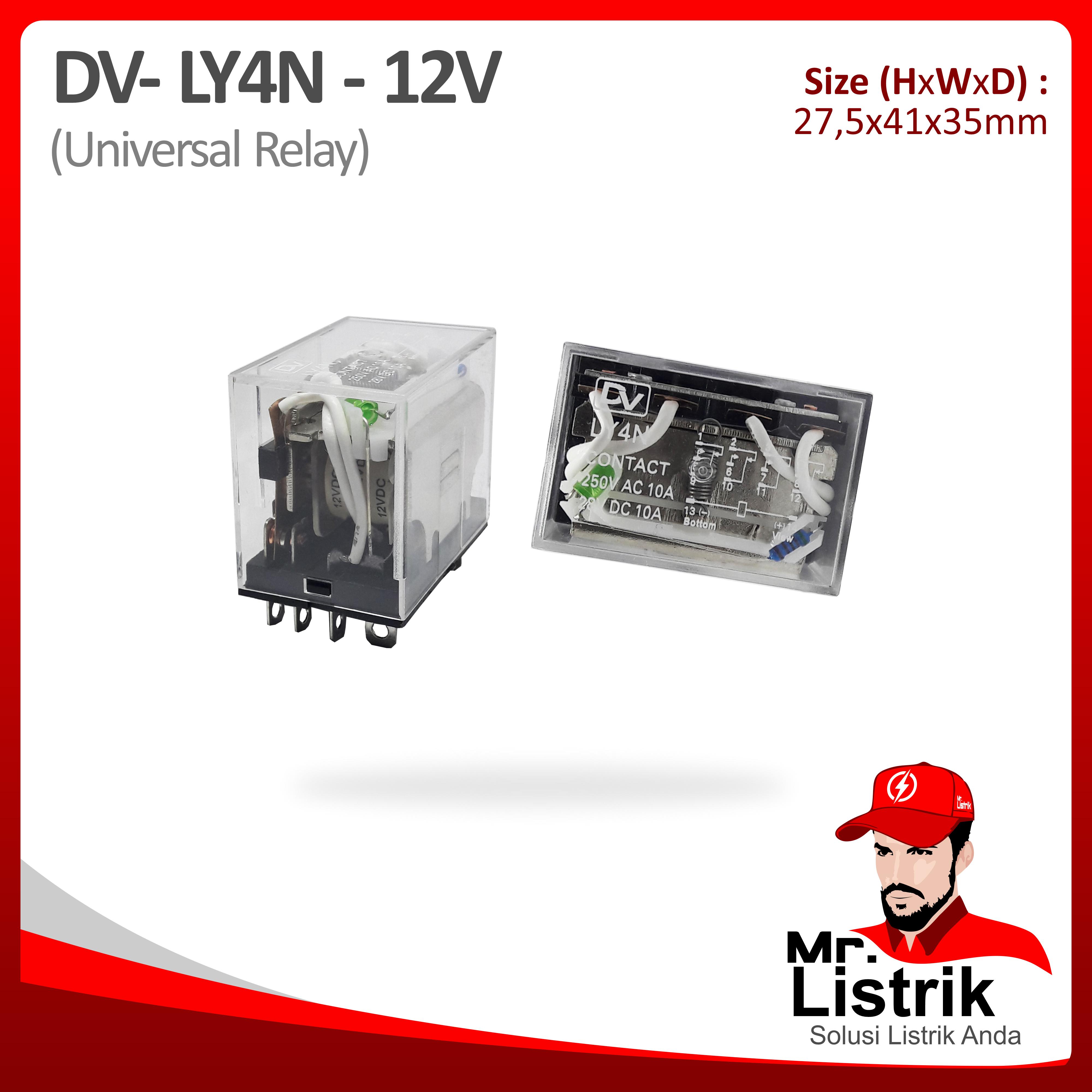 Relay 14 Pin 4 Pole 12VDC DV LY4N-12