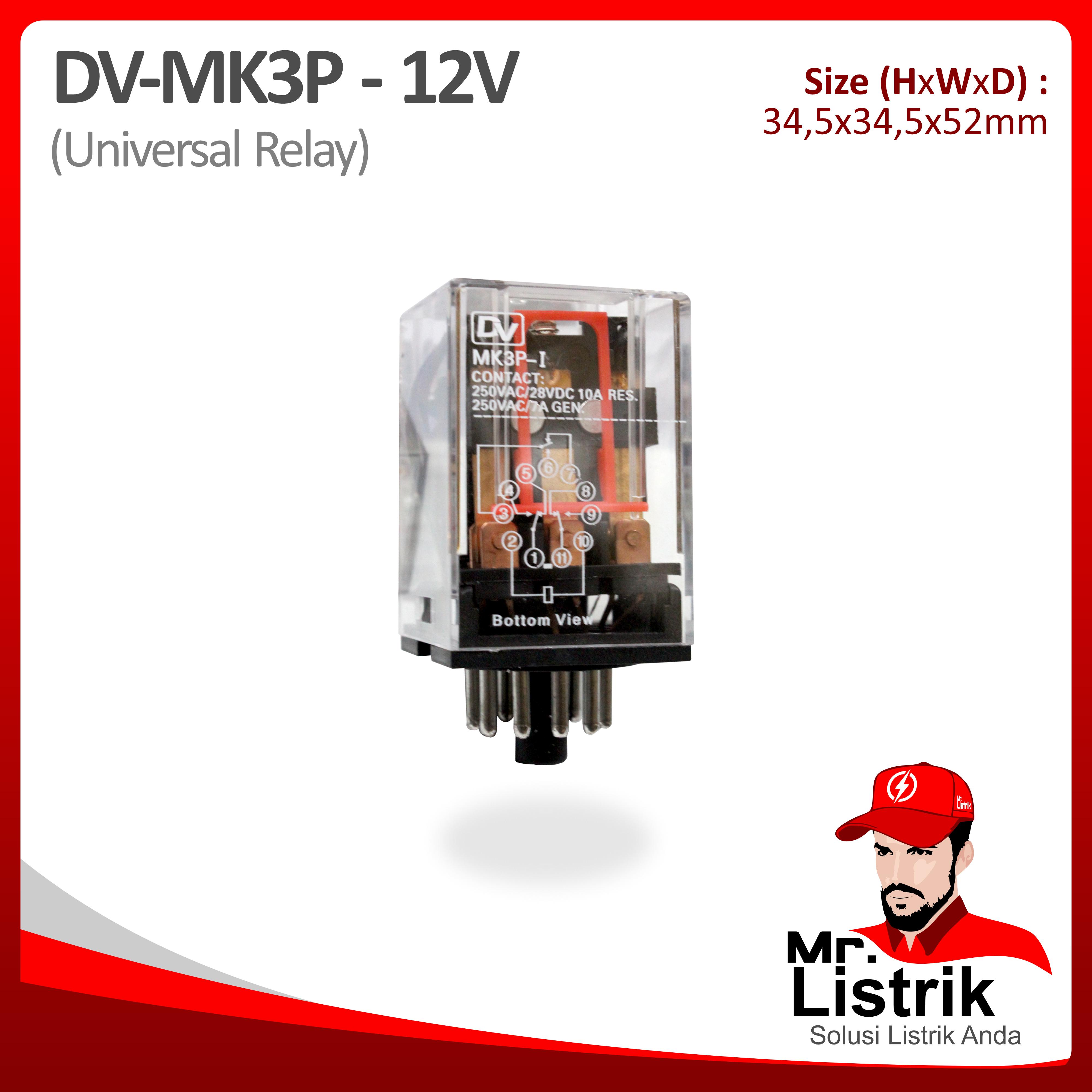 Relay 11 Pin 3 Pole 12VDC DV MK3P-12