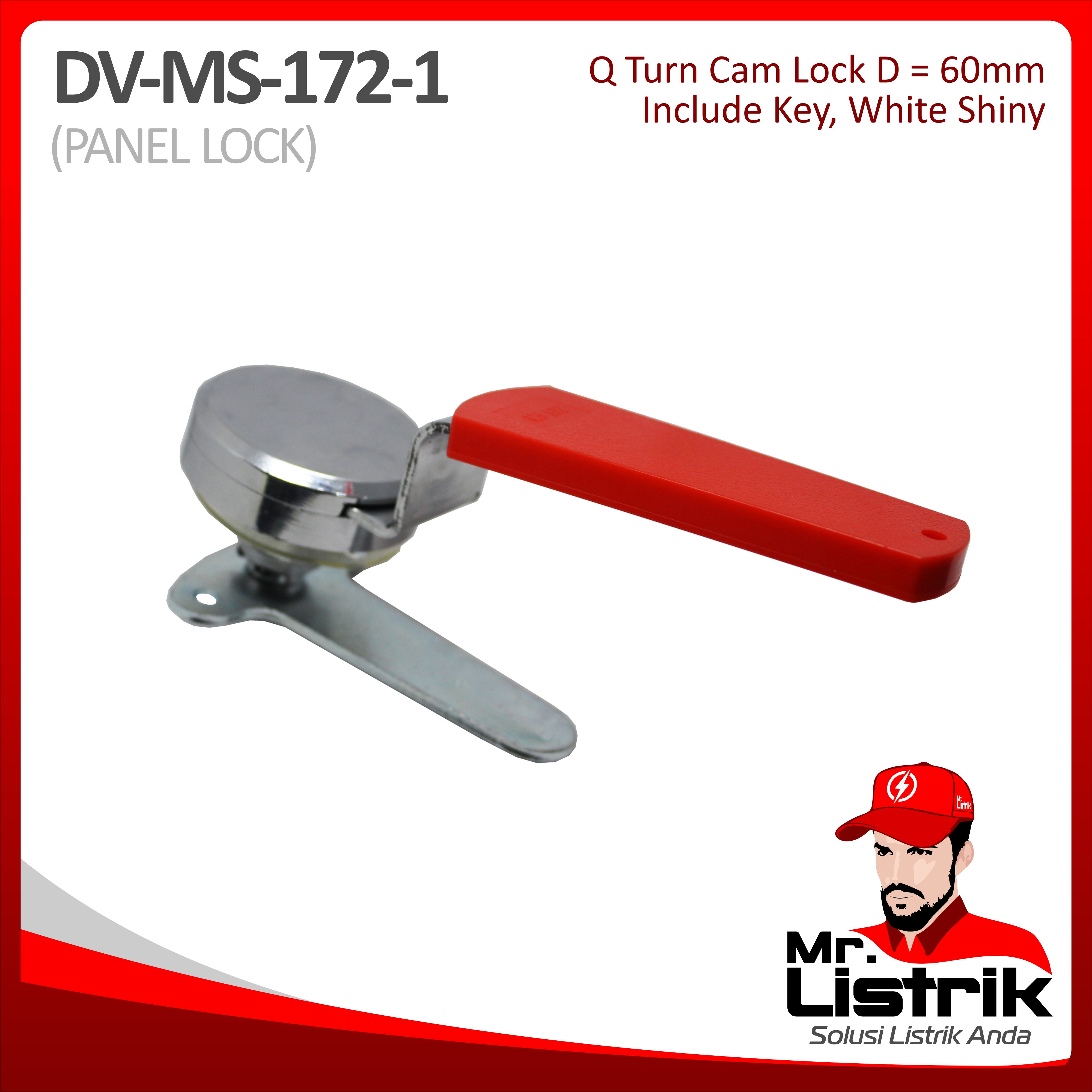 Q Turn Cam Lock 60mm With Key White Shiny DV MS-172-1