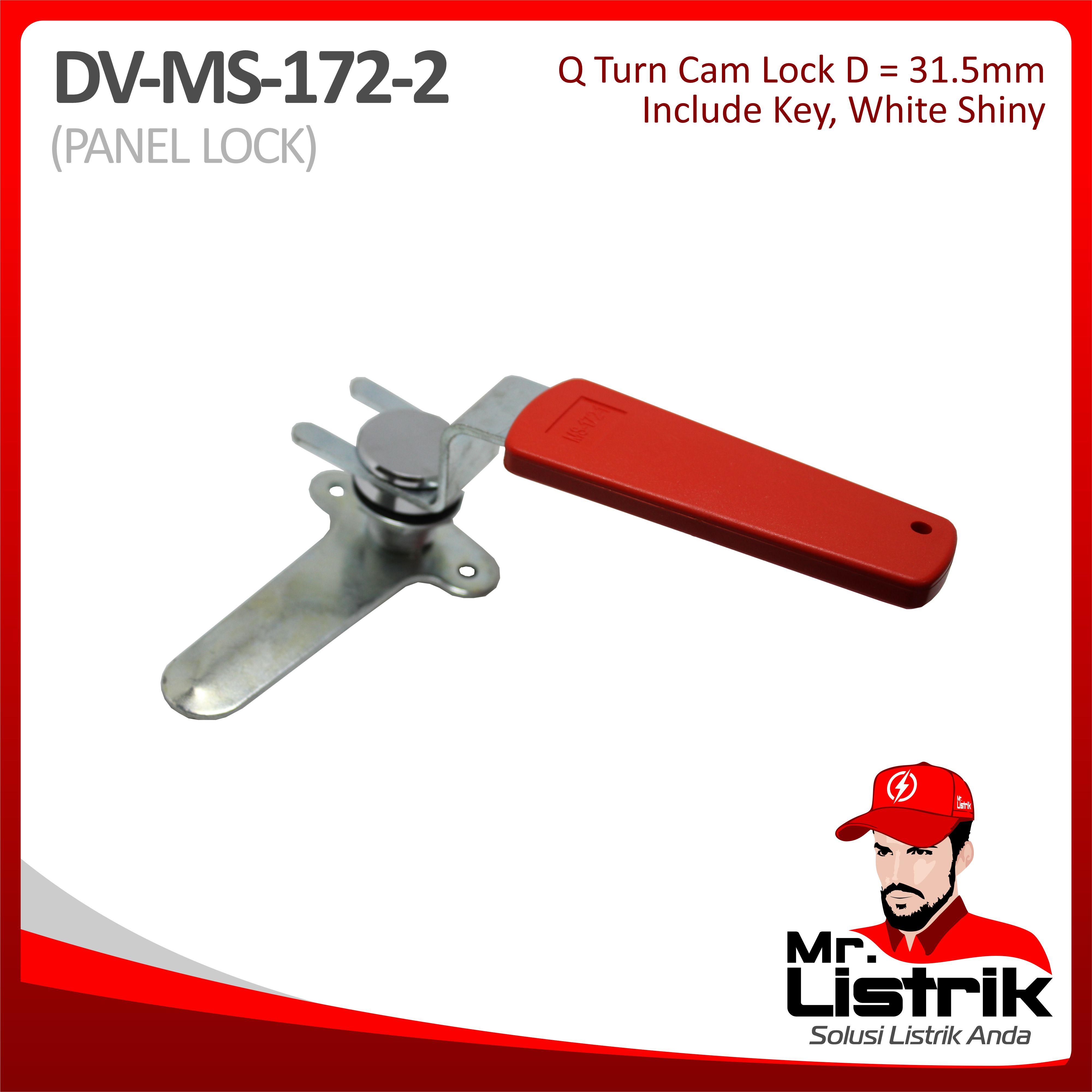 Q Turn Cam Lock 31.5mm With Key White Shiny DV MS-172-2
