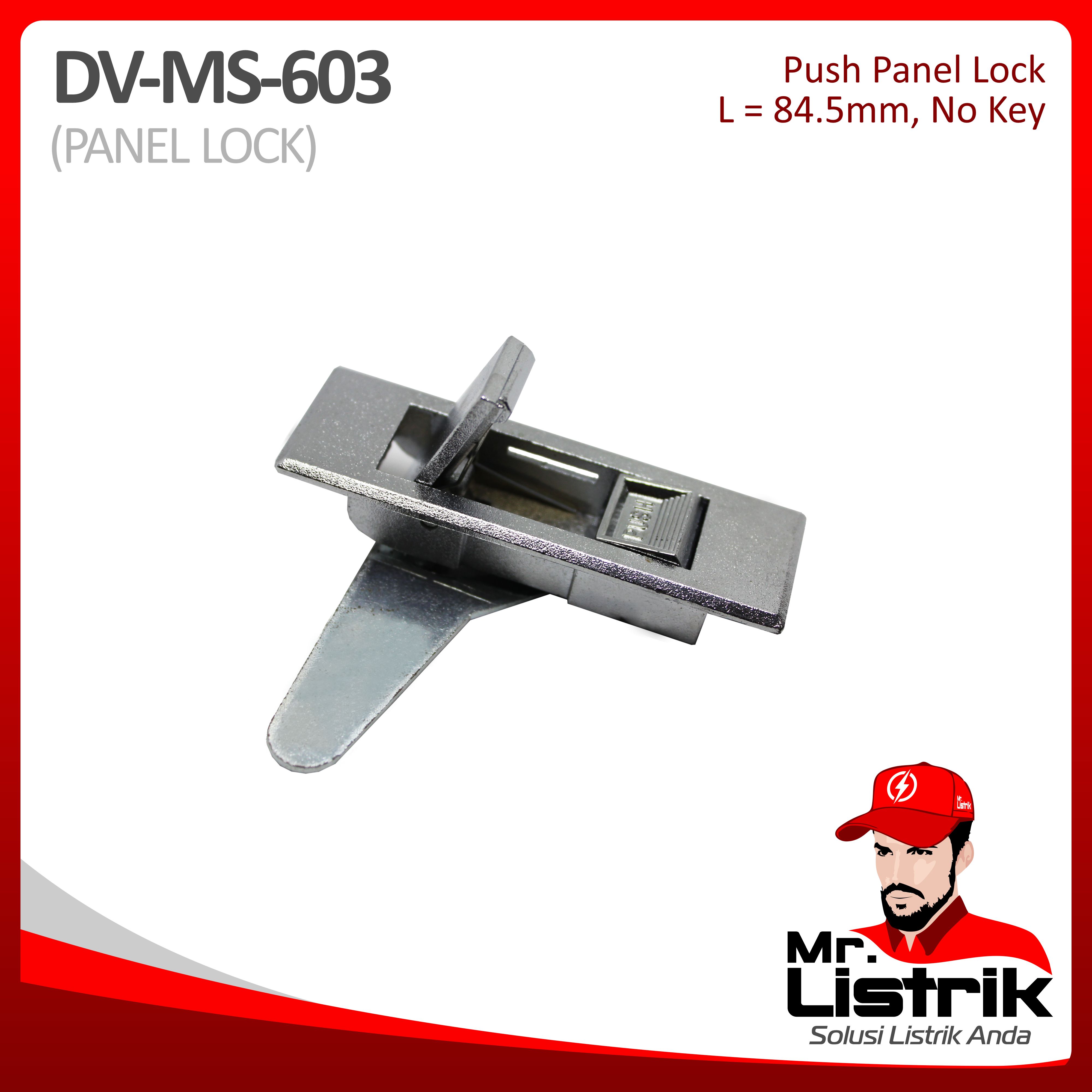 Push Panel Lock 84.5mm Without Key Sand Blast Chrome DV MS-603