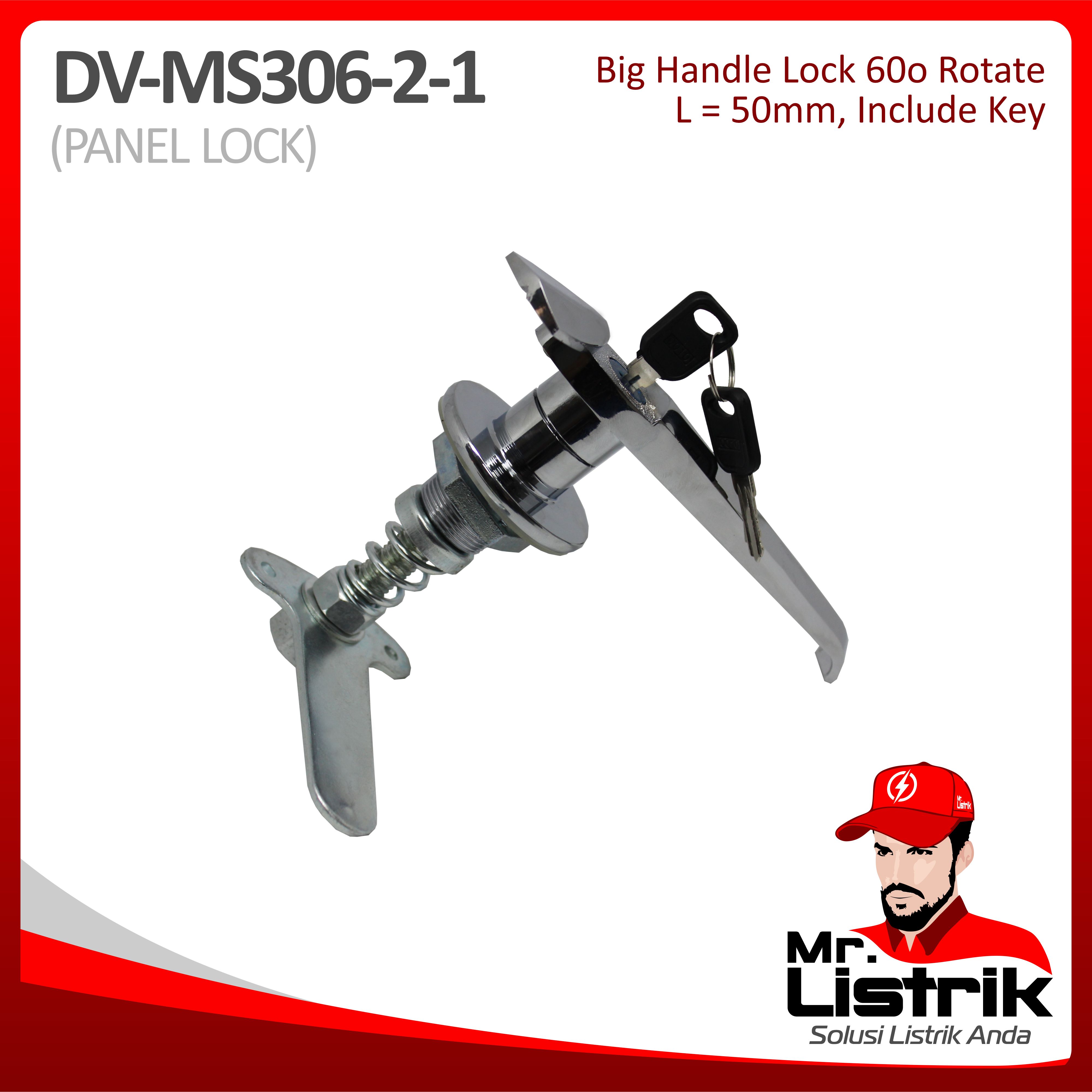 Big Handle Lock 50mm With Key White Shiny DV MS306-2-1
