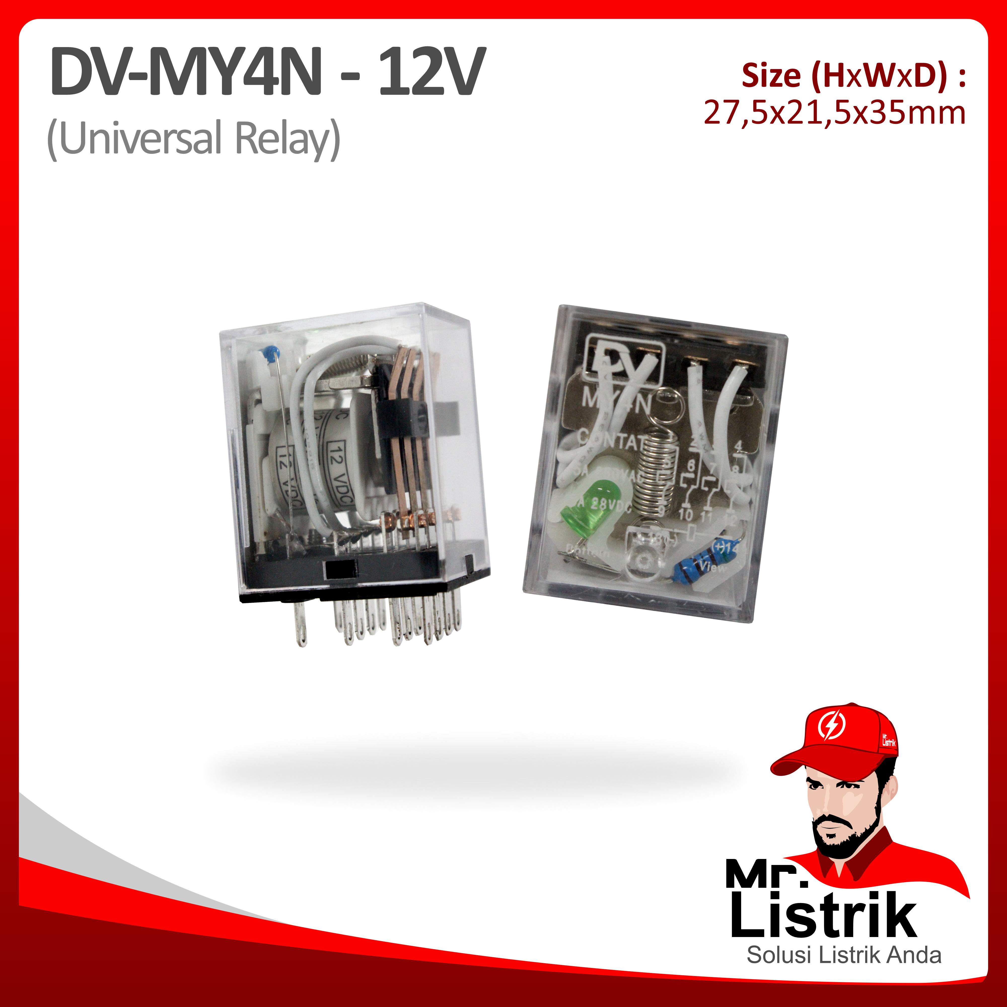 Relay 14 Pin 4 Pole 12VDC DV MY4N-12