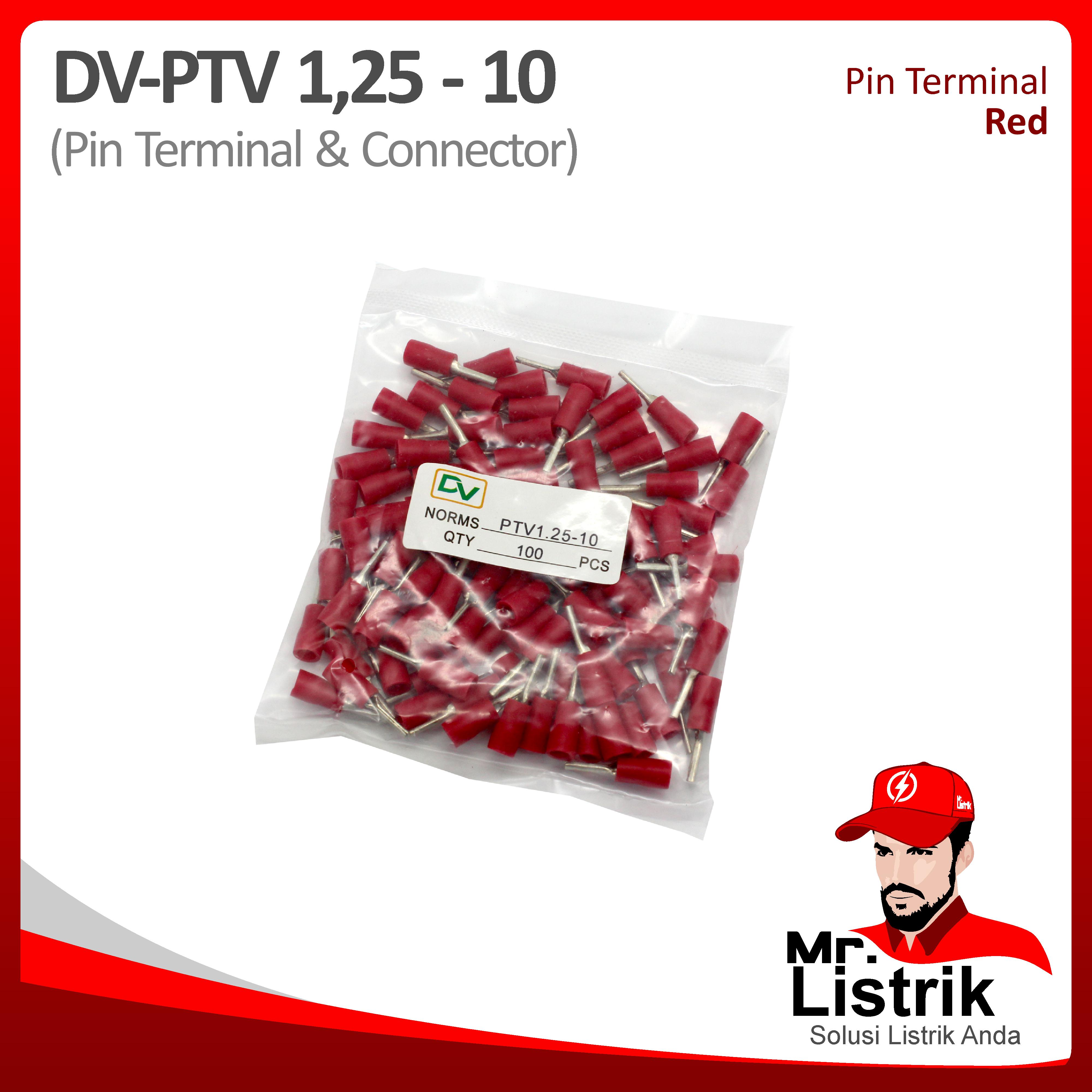Pin Terminal 0.5-1.5mm Red DV PTV1.25-10