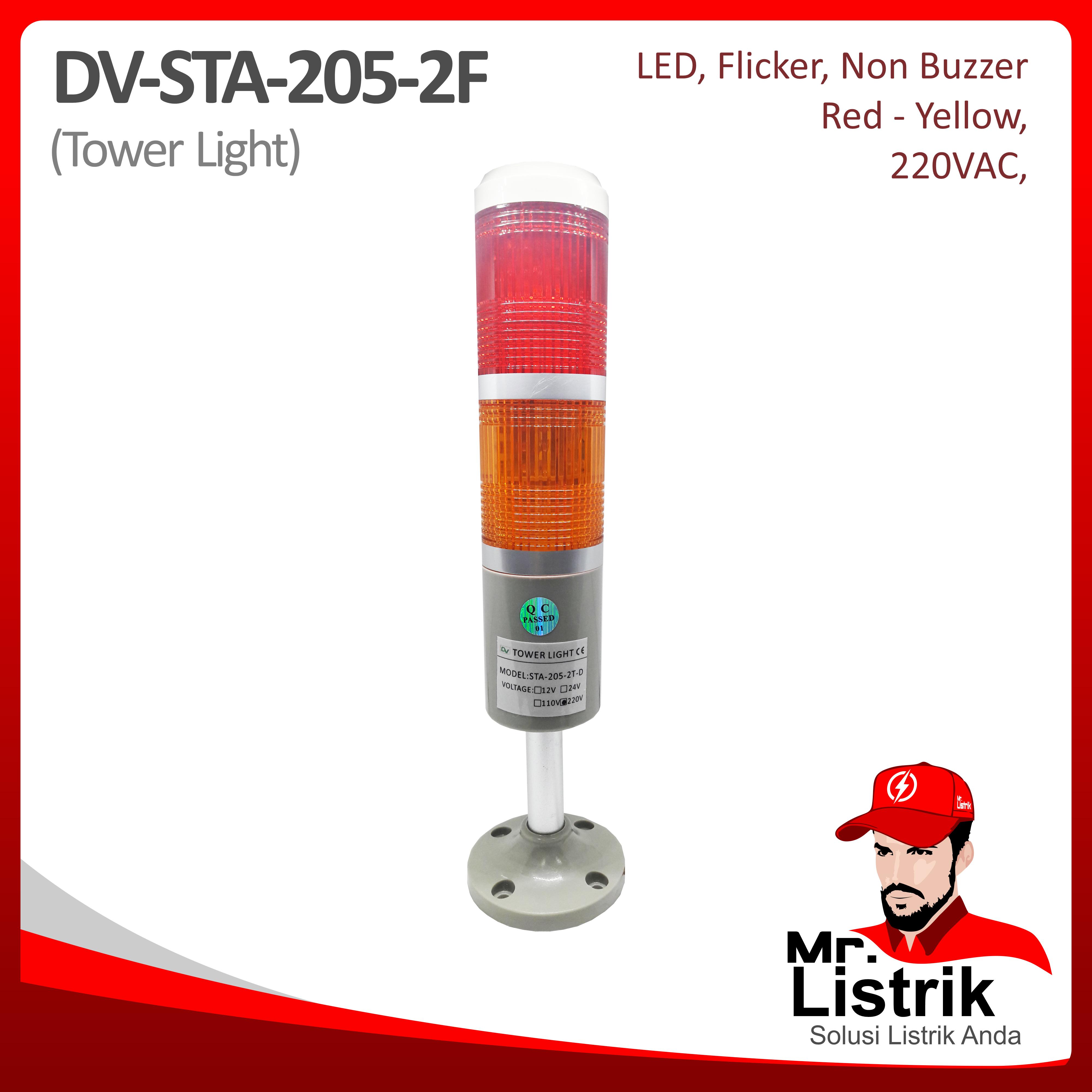 Tower Light LED Flicker Red+Yellow DV STA-205-2F
